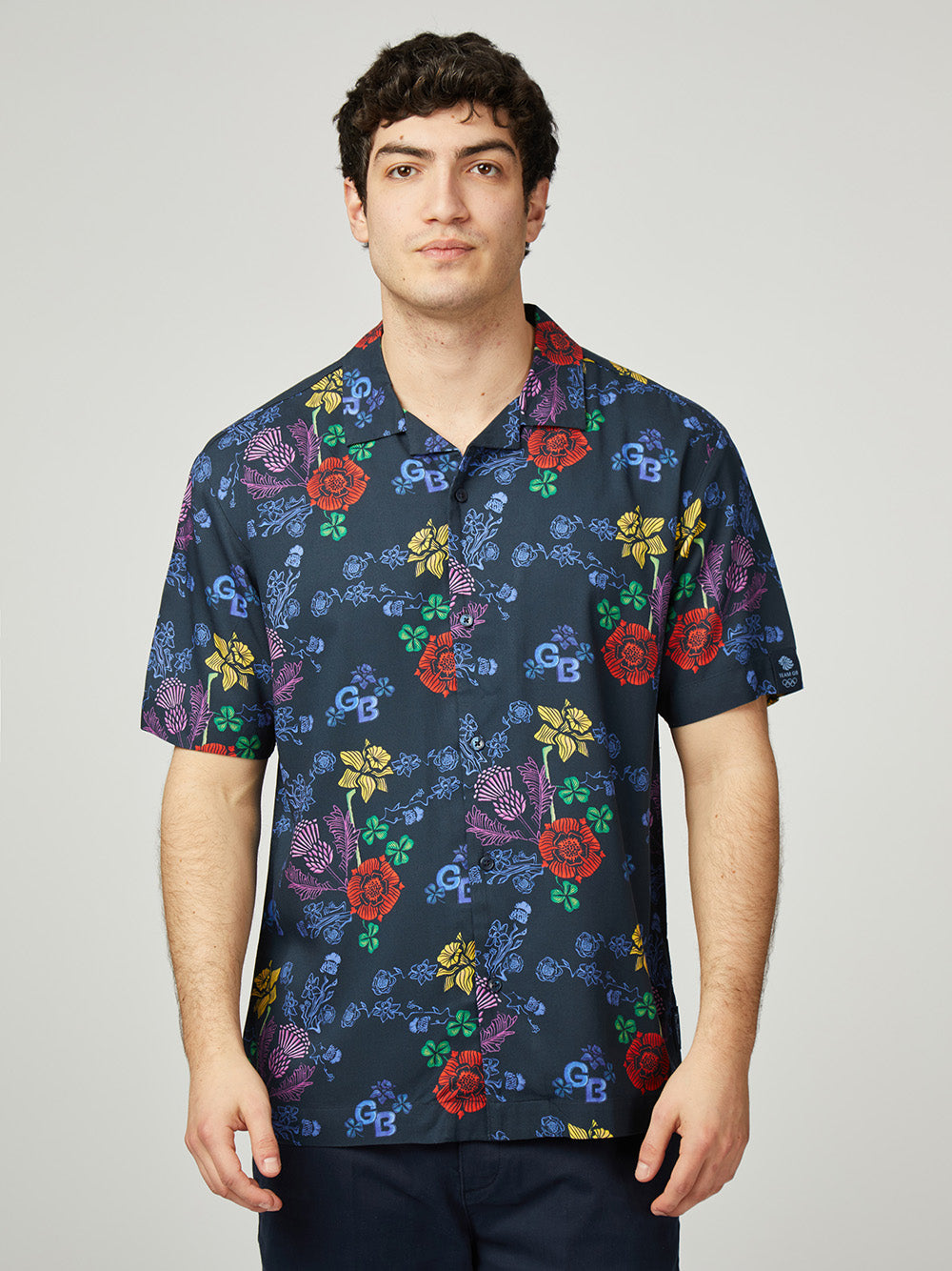 Team GB Floral Shirt - Dark Navy