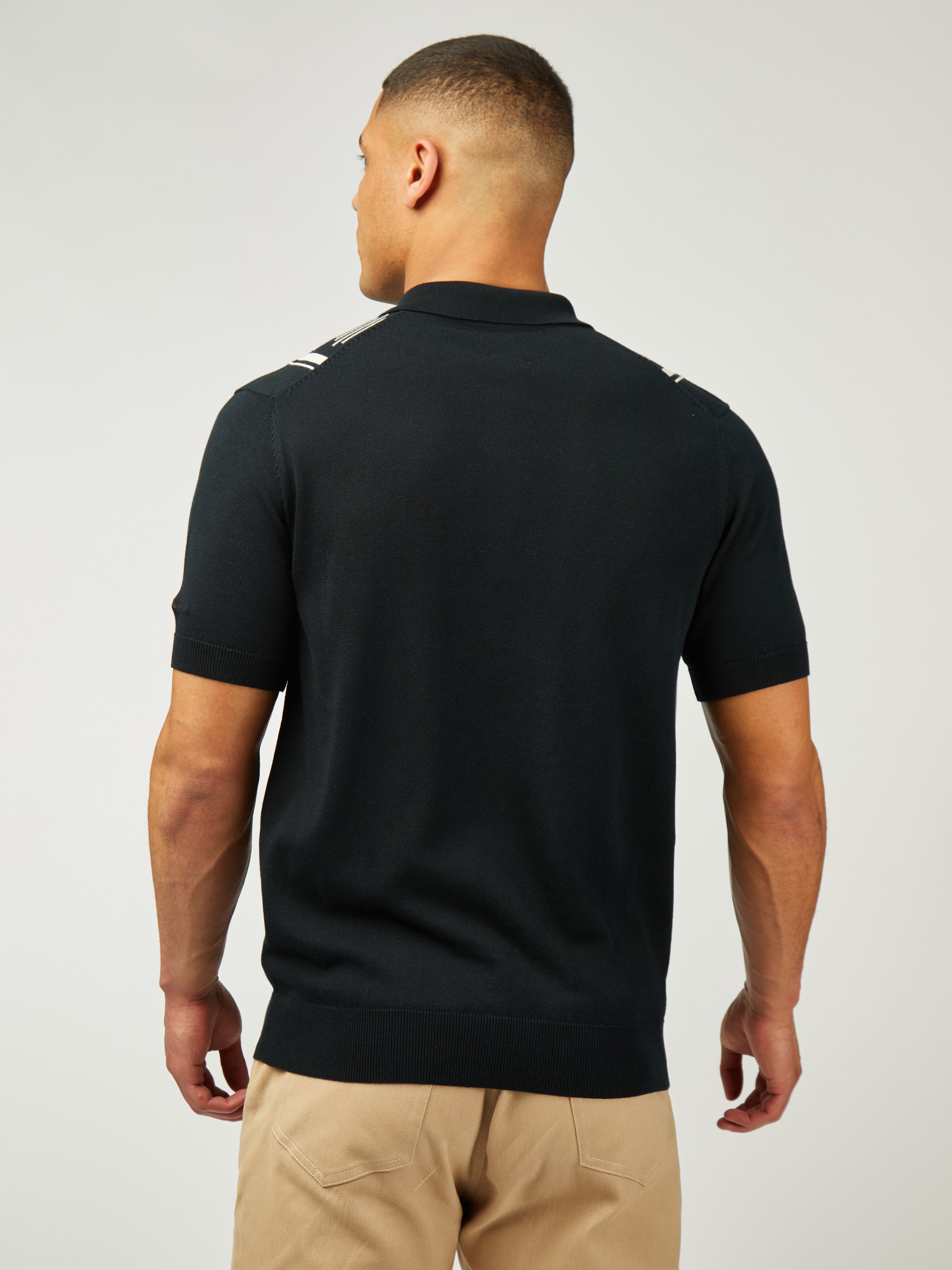 Argyle Jacquard Polo - Black