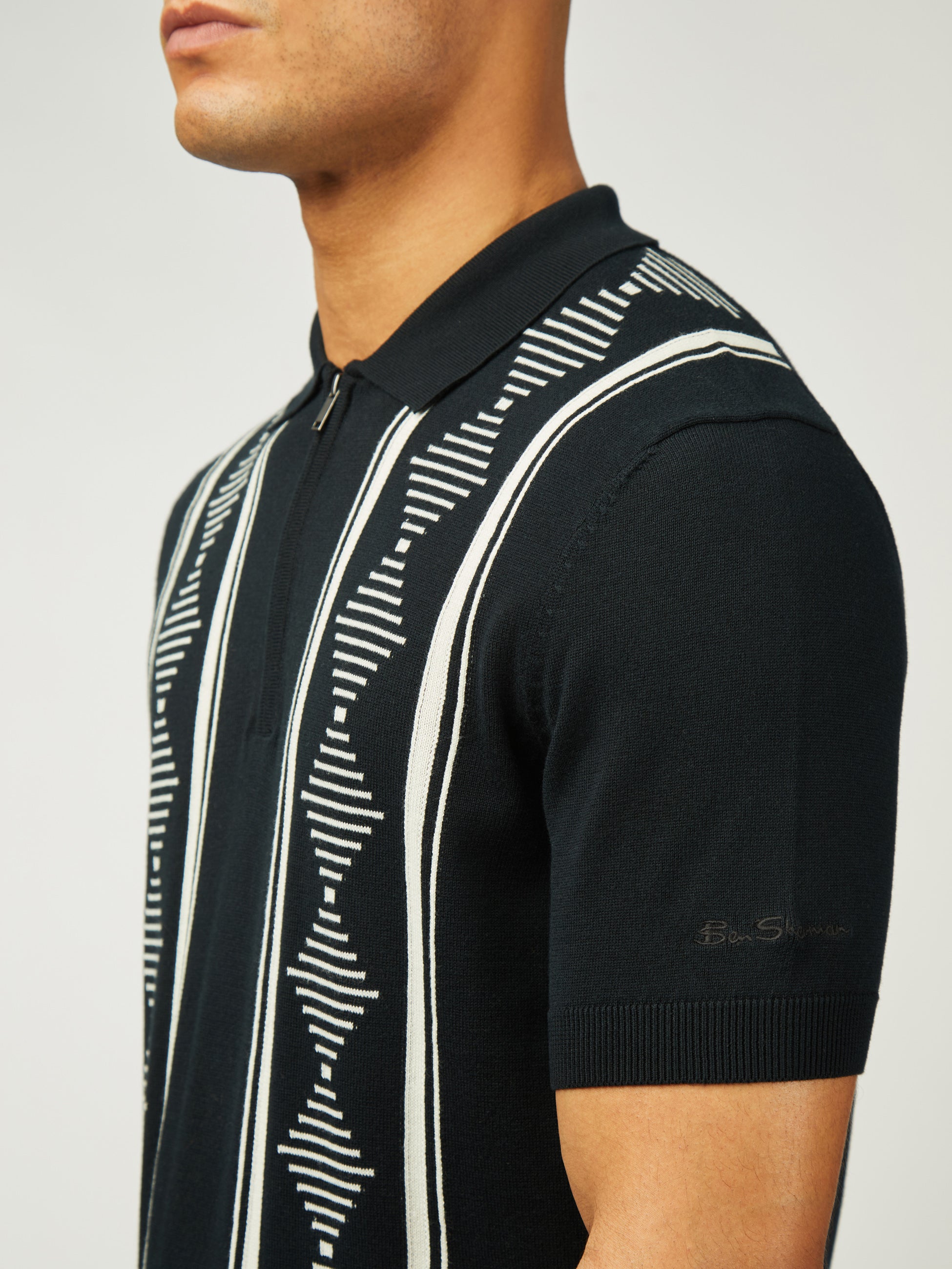 Argyle Jacquard Polo - Black