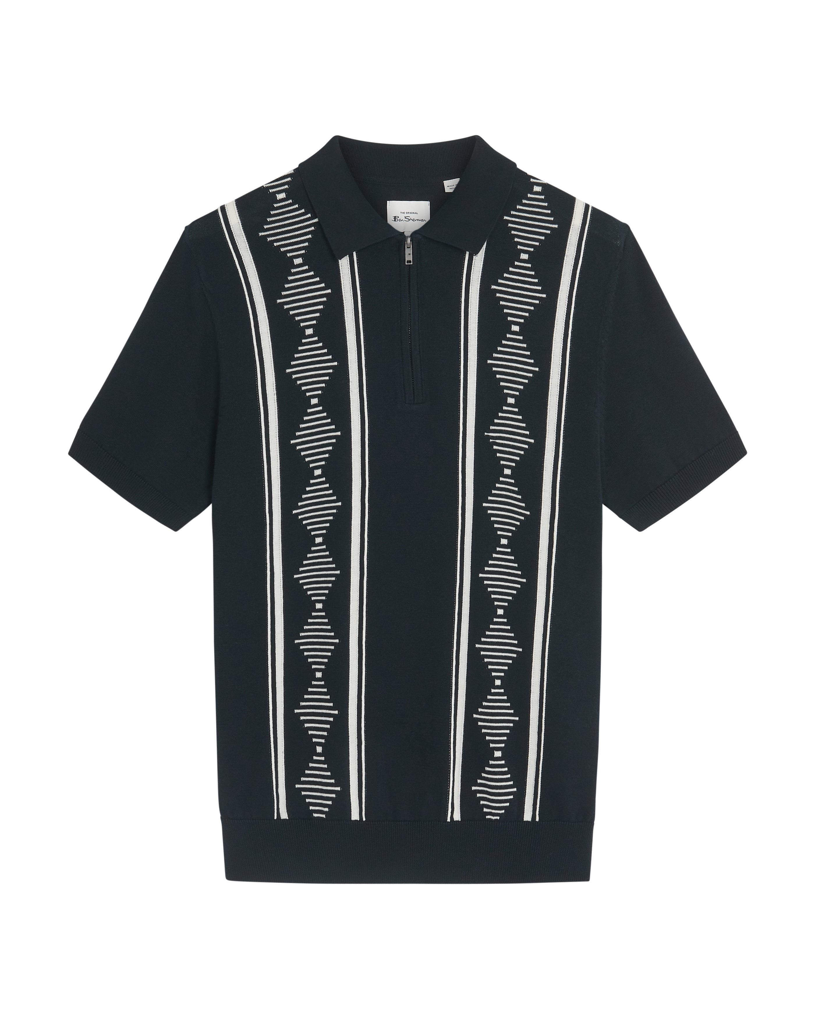 Argyle Jacquard Polo - Black