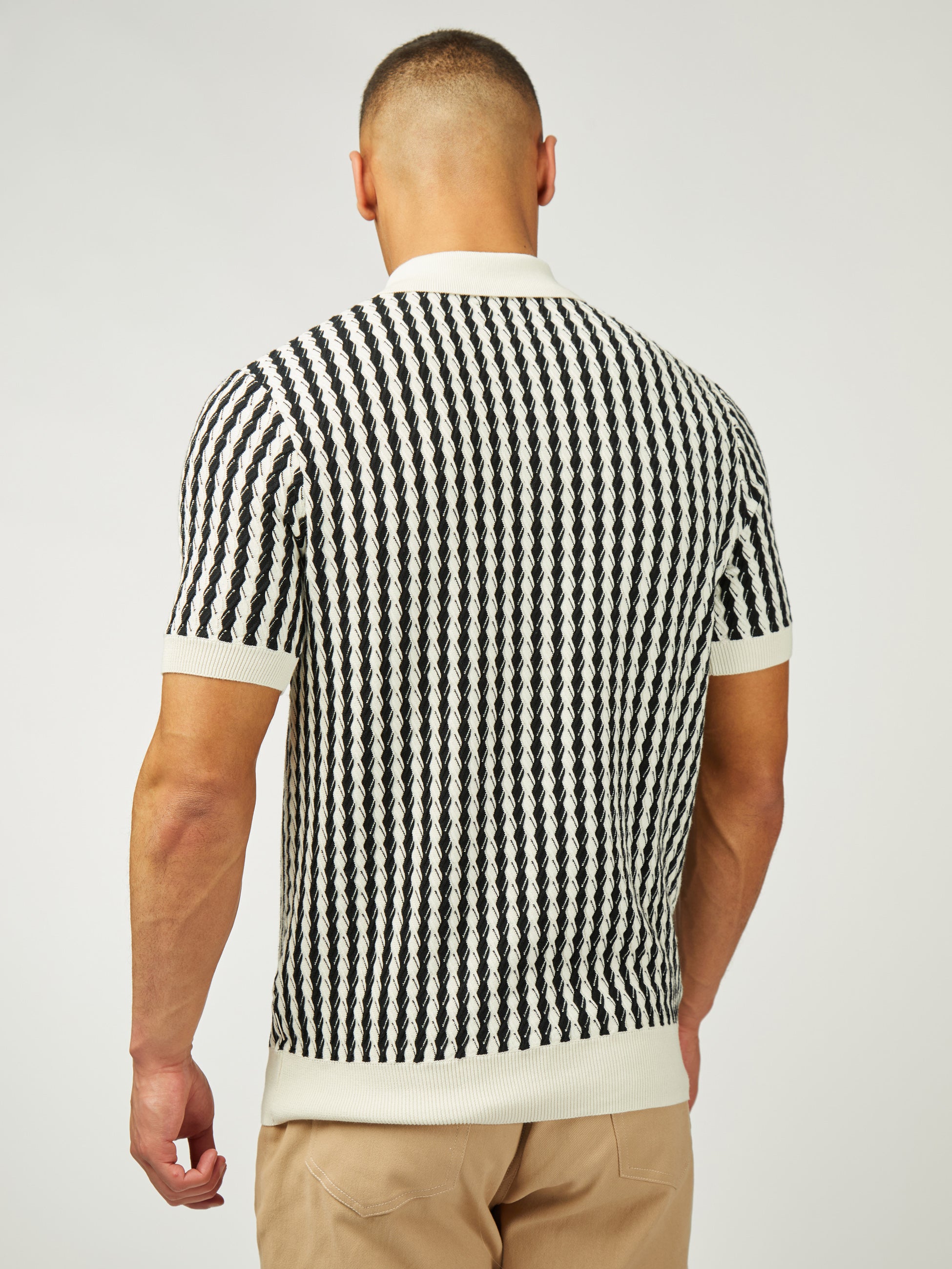 All Over Diamond Textured Polo - Ivory