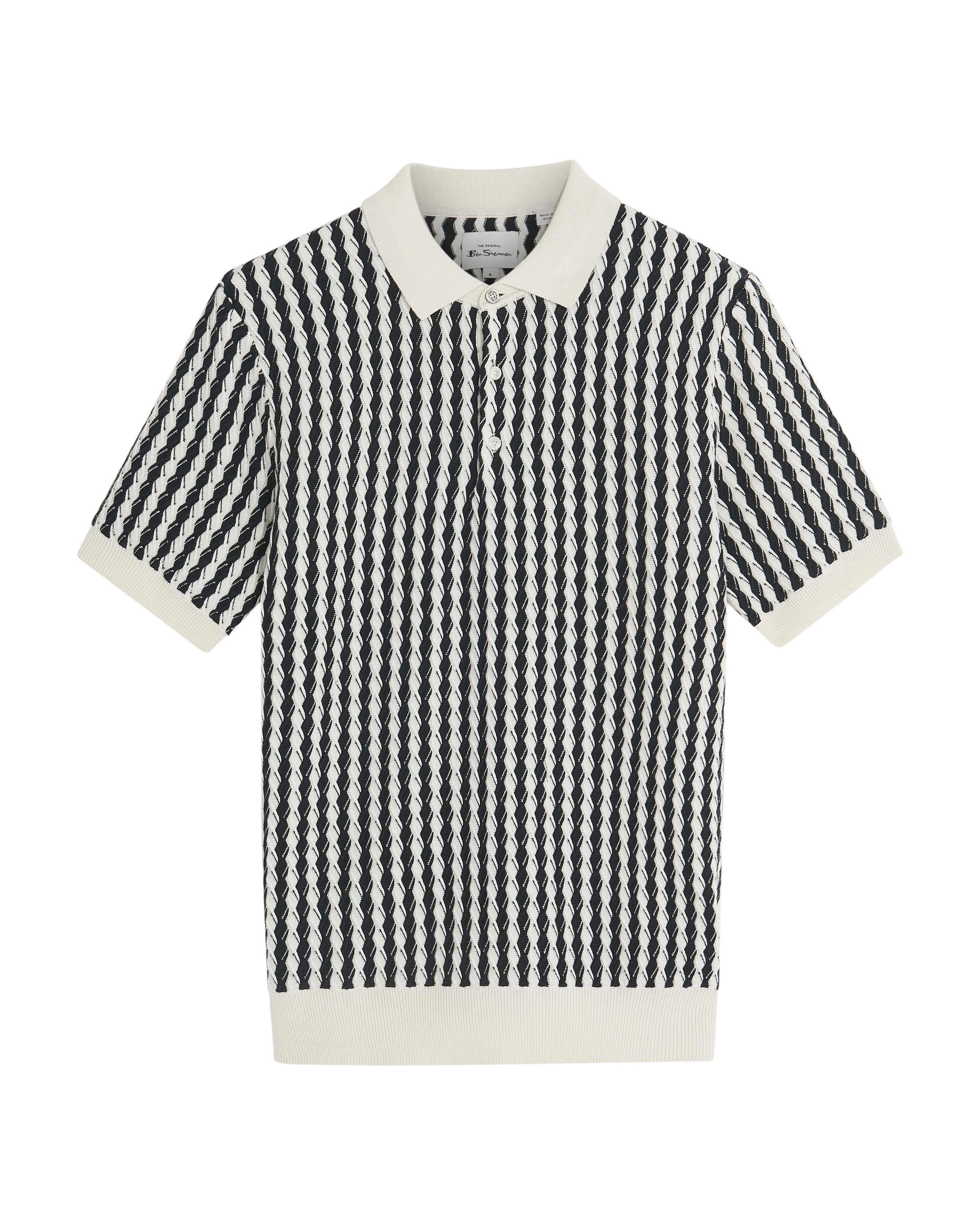 All Over Diamond Textured Polo - Ivory