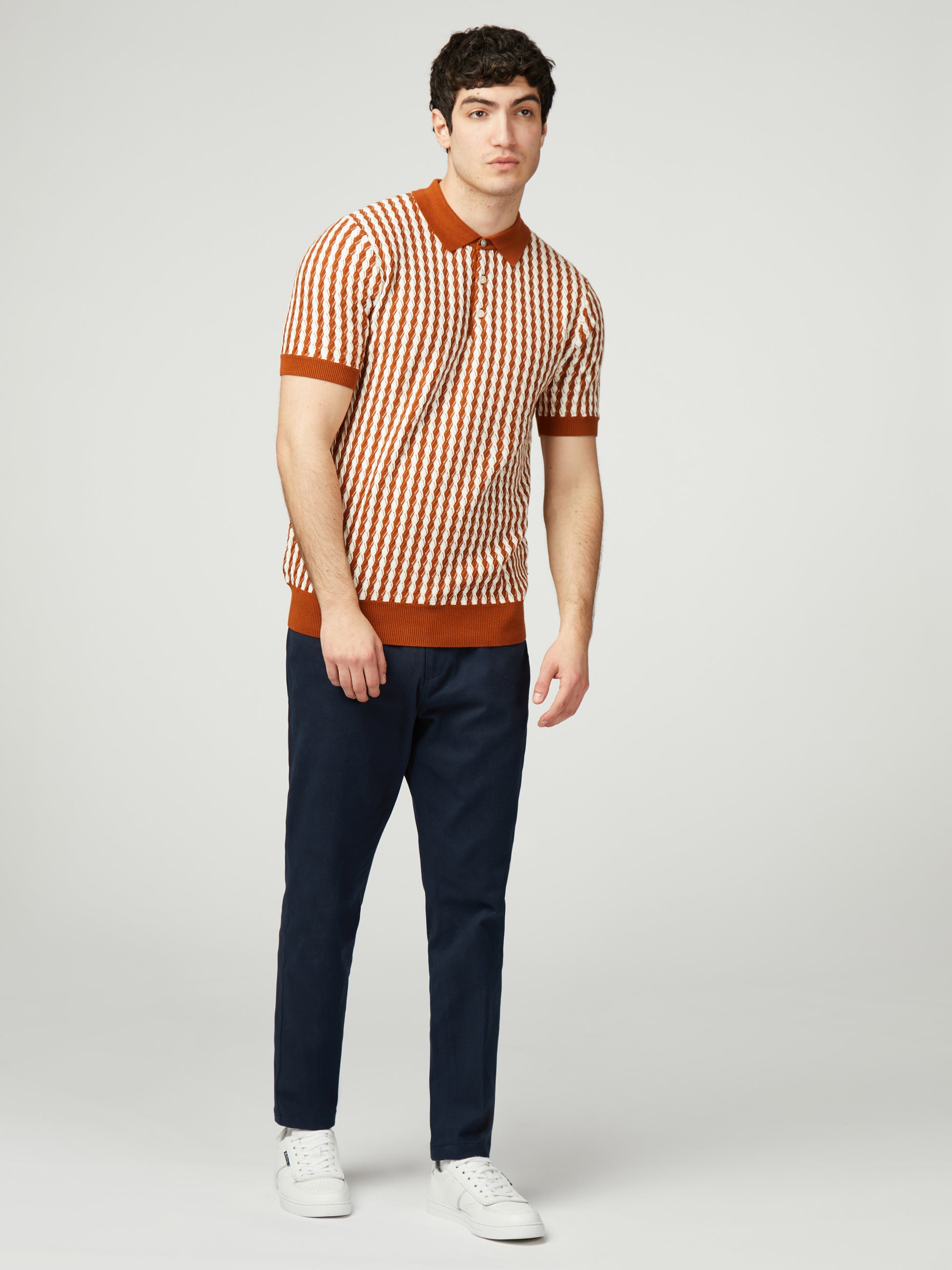 All Over Diamond Textured Polo - Orange