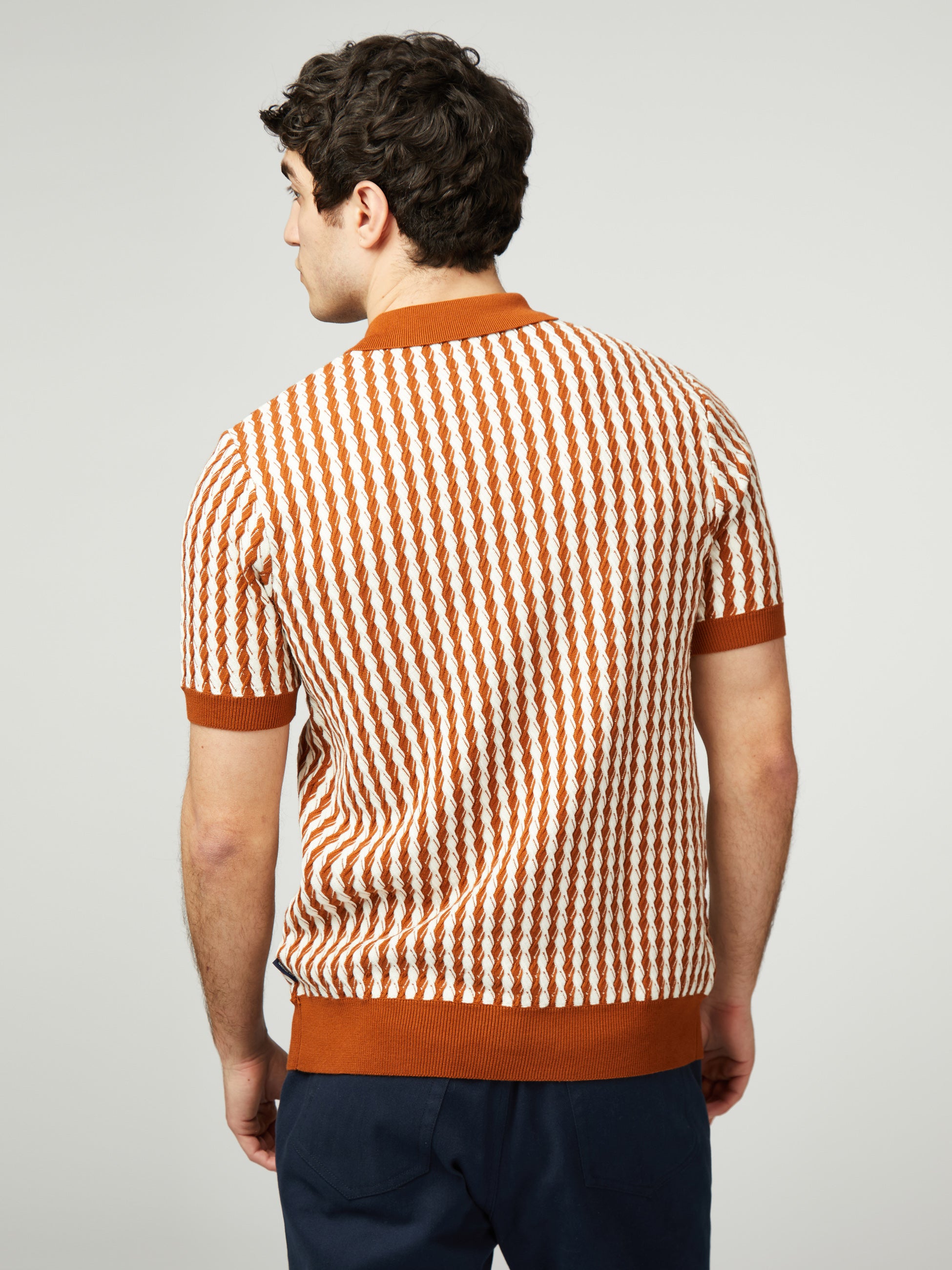 All Over Diamond Textured Polo - Orange