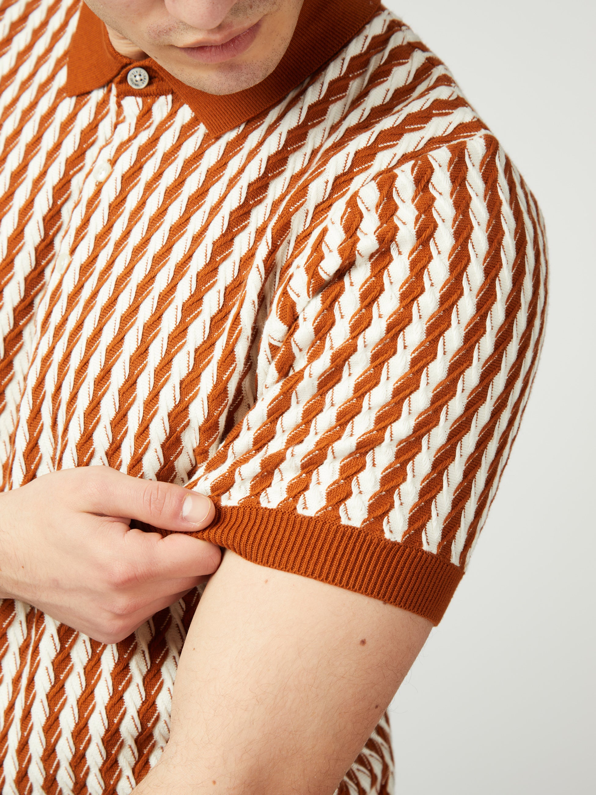 All Over Diamond Textured Polo - Orange