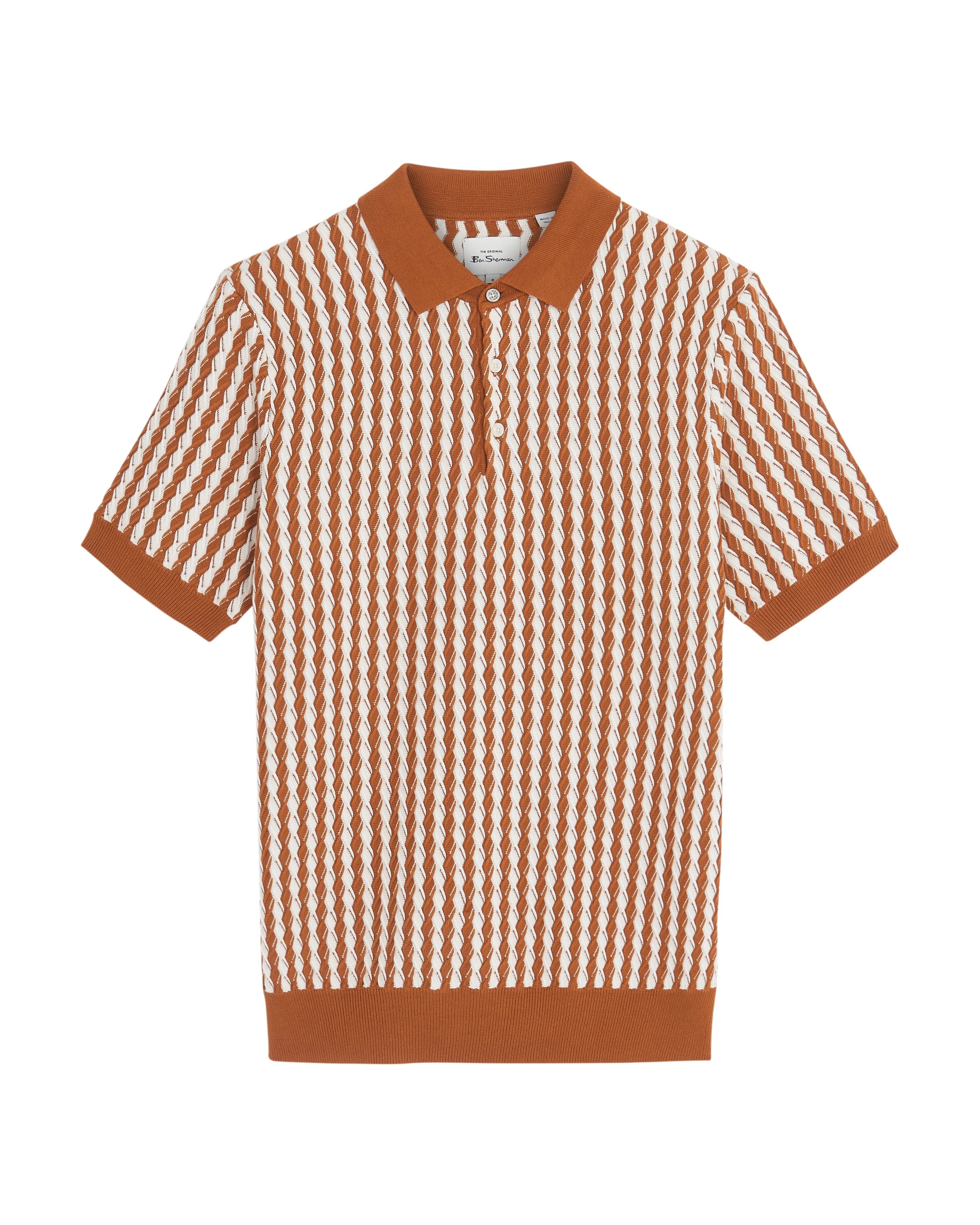 All Over Diamond Textured Polo - Orange