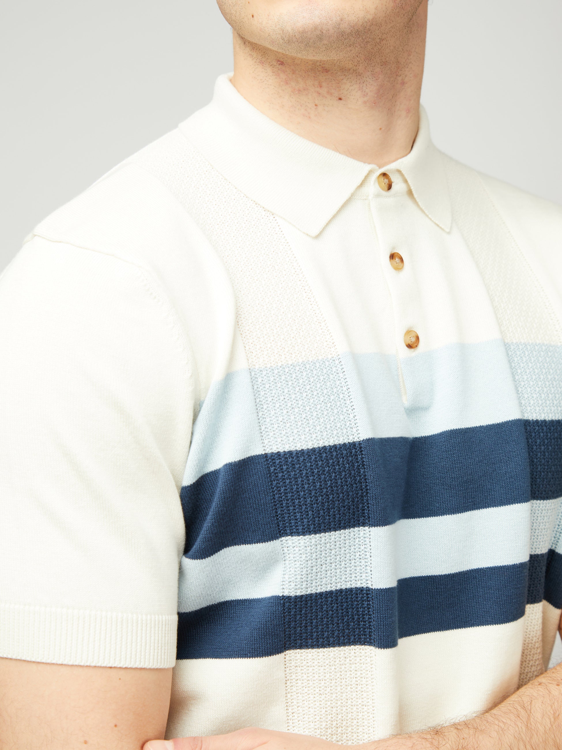 Chest Stripe Polo - Ivory