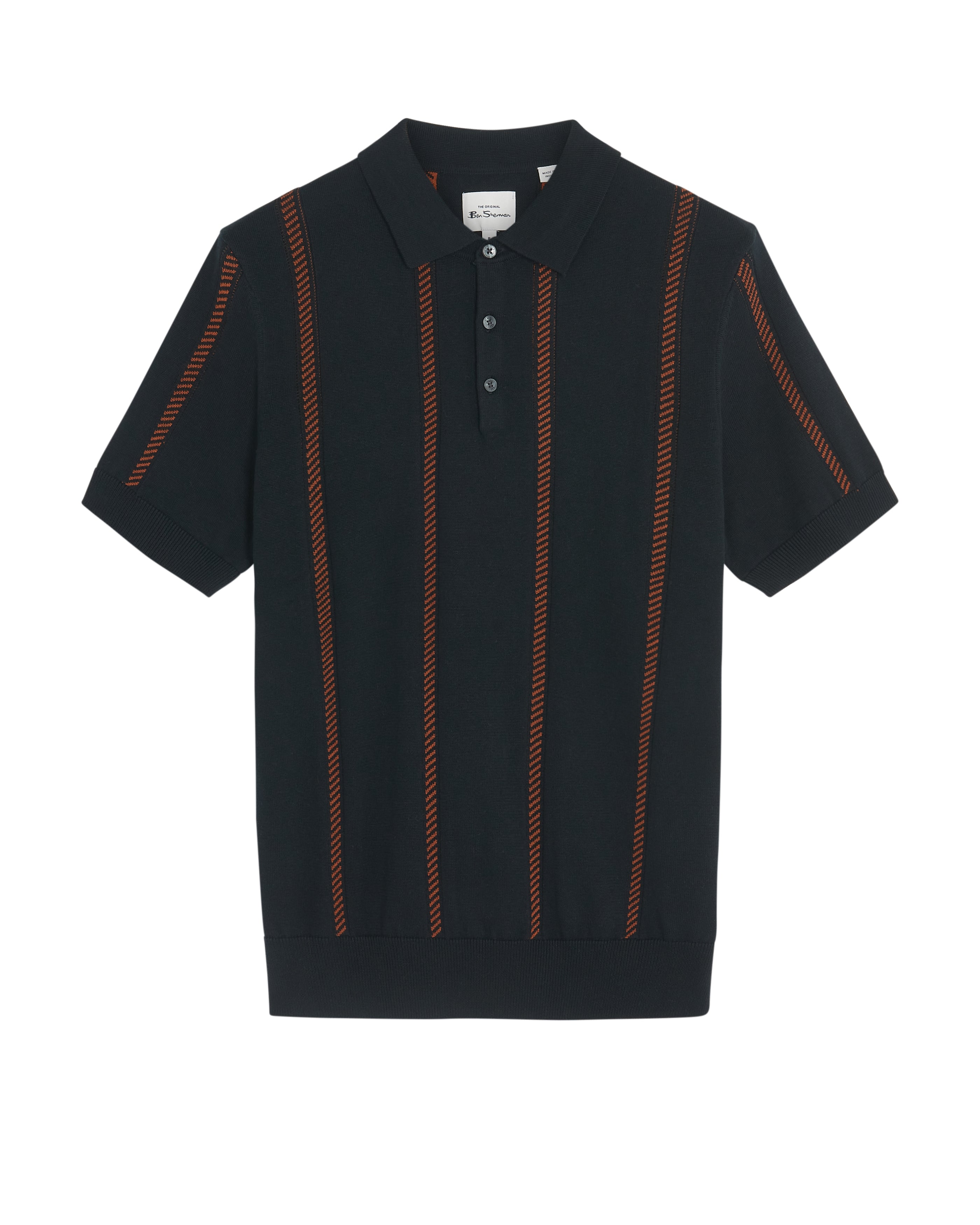 Jacquard Stripe Polo - Black