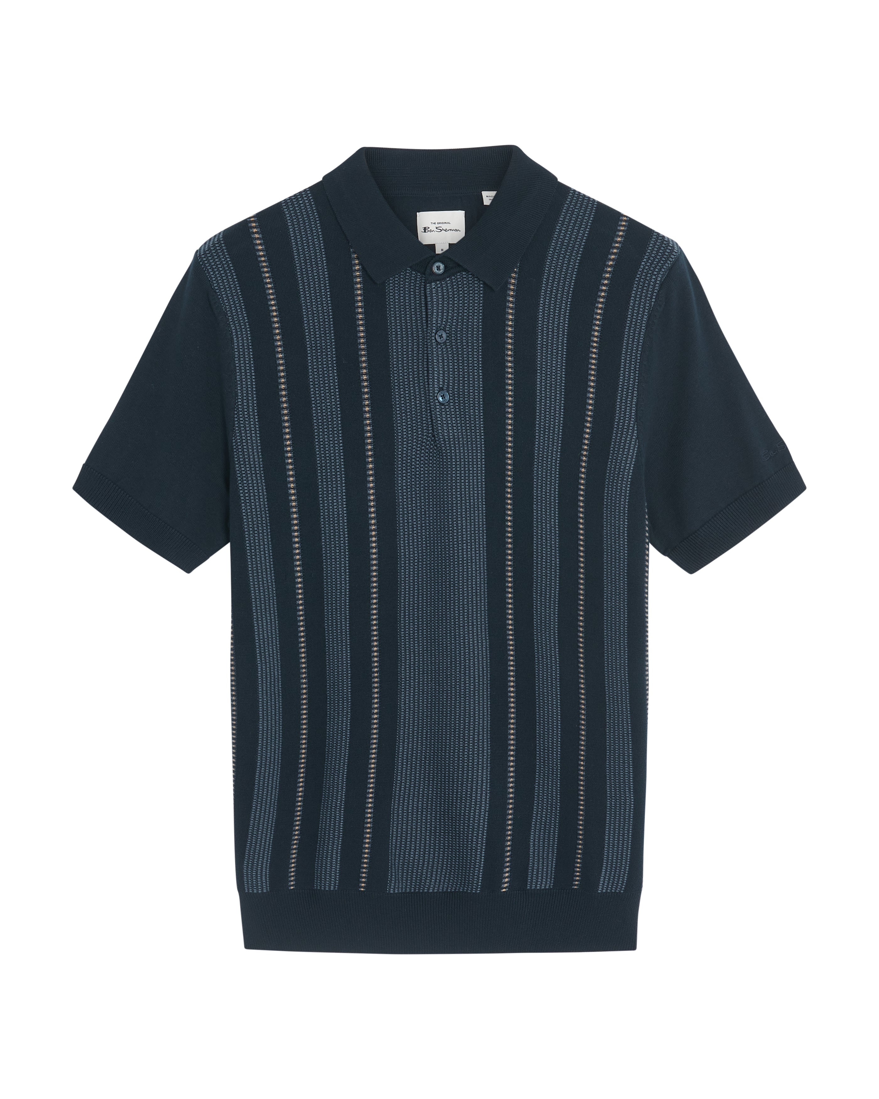 Birdseye Stripe Polo - Dark Navy