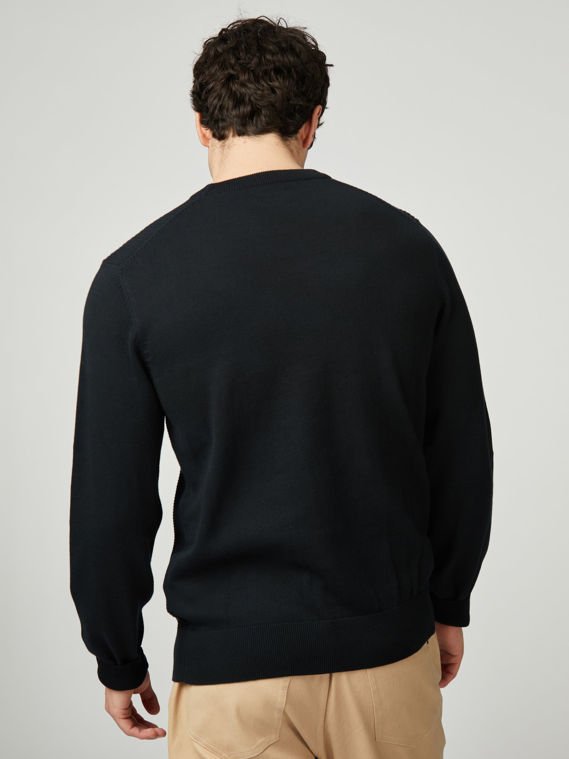 Textured Front Crew - Black