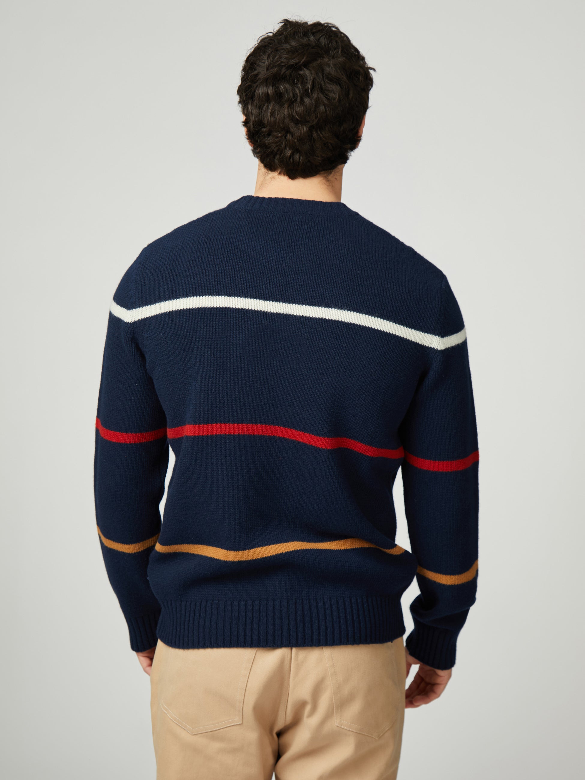 Cable Stripe Crew - Dark Navy