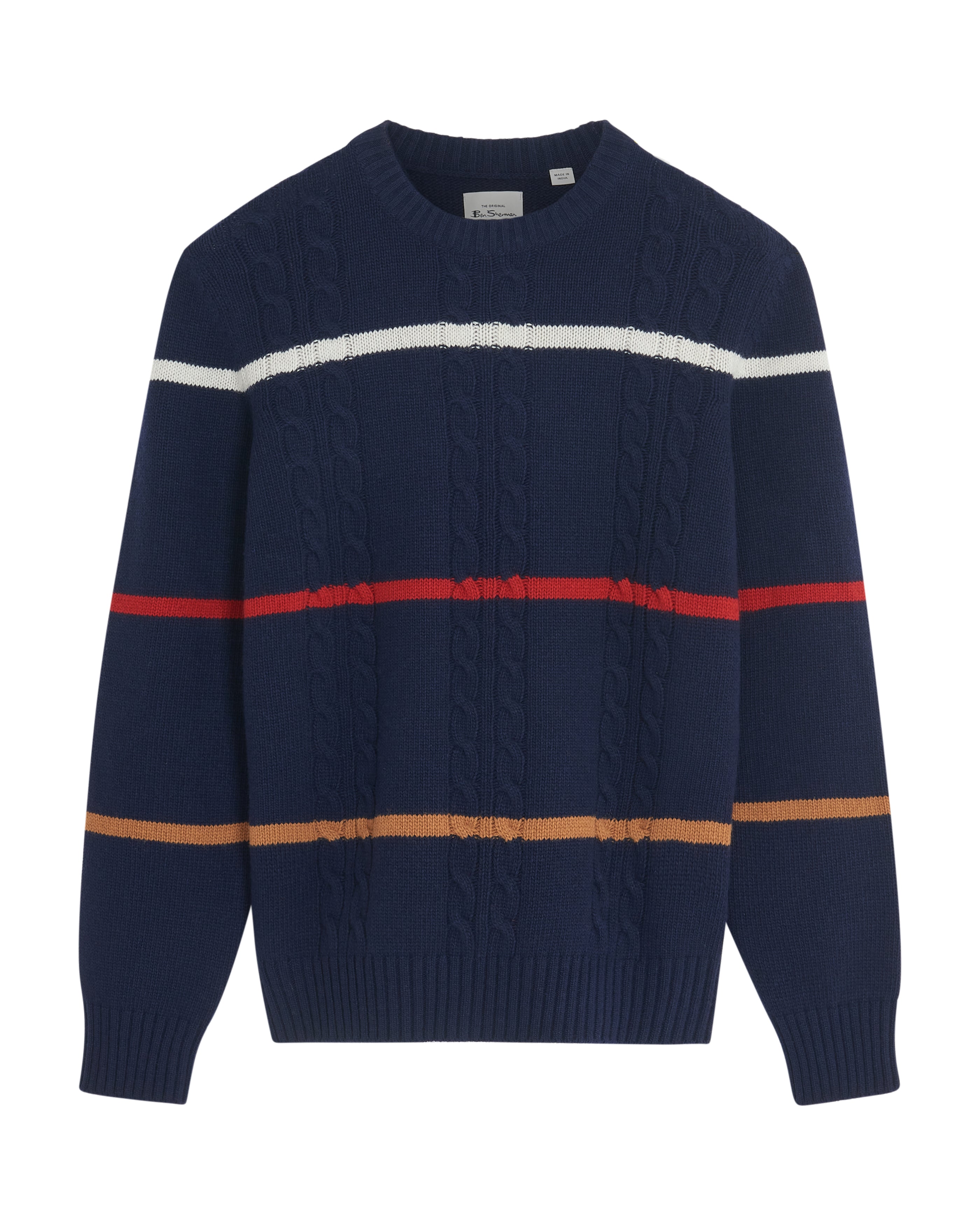 Cable Stripe Crew - Dark Navy