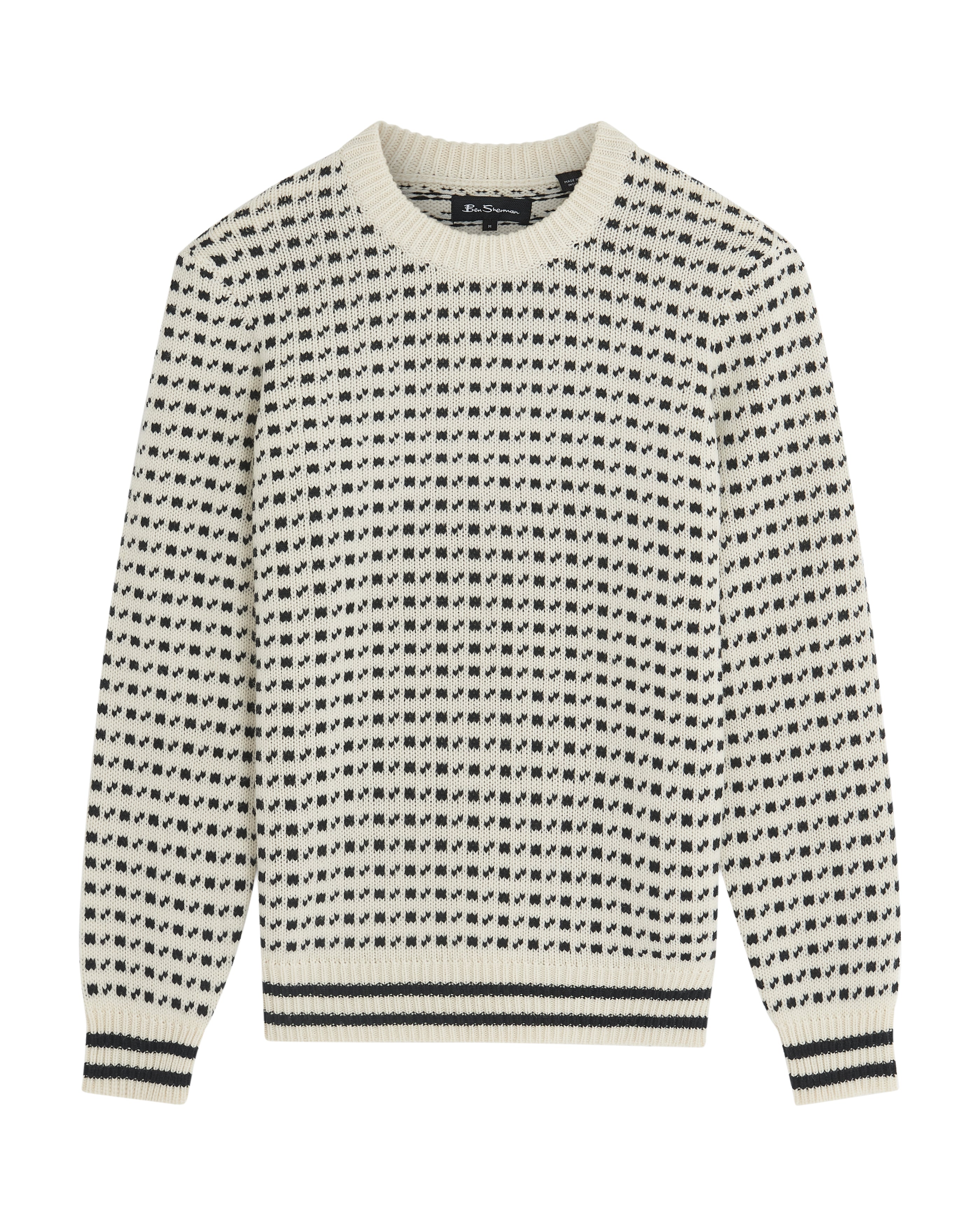 B By Ben Sherman Jacquard Crew - Ivory