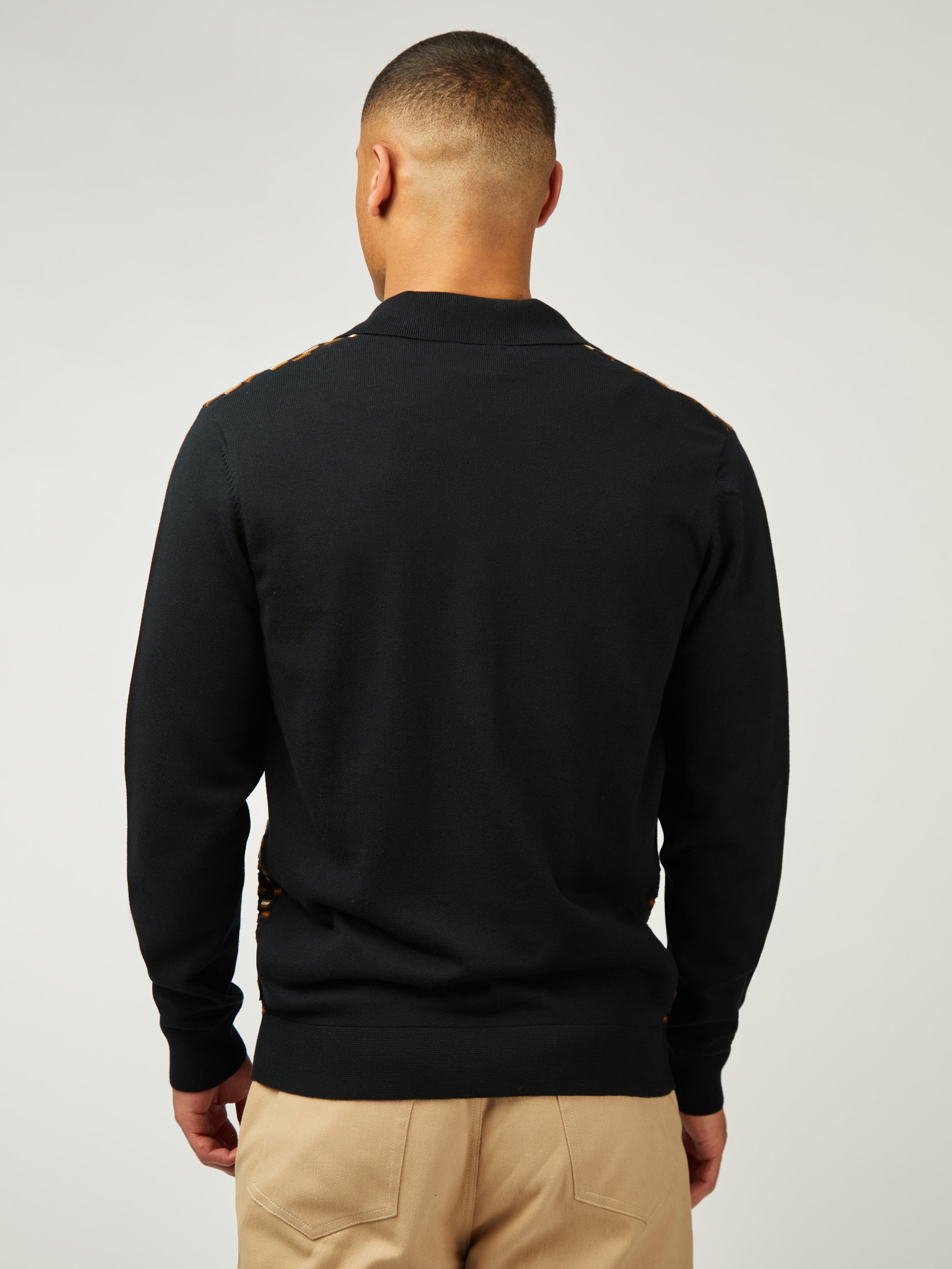 Button Through Polo - Black