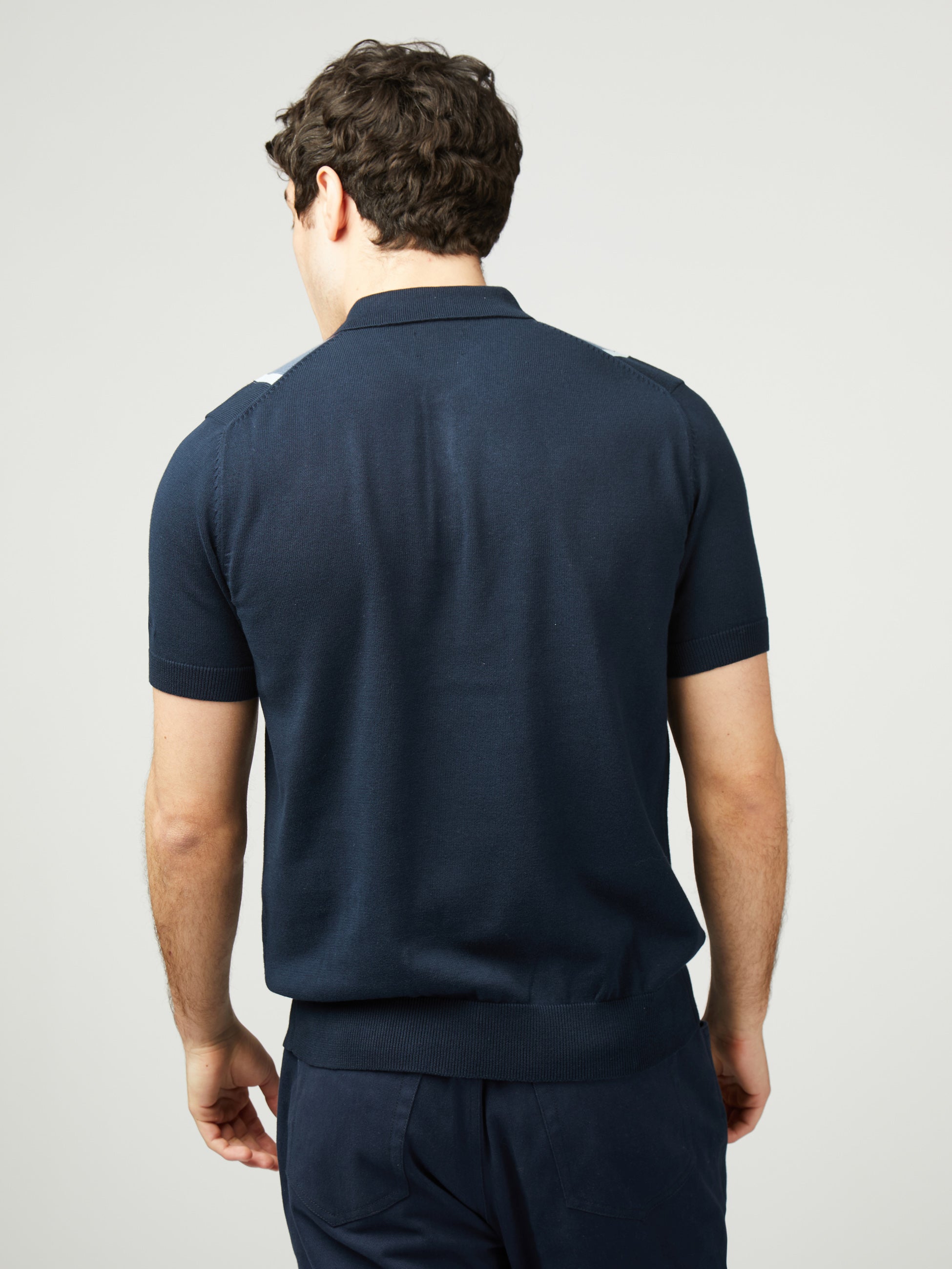 Vertical Stripe Polo - Dark Navy