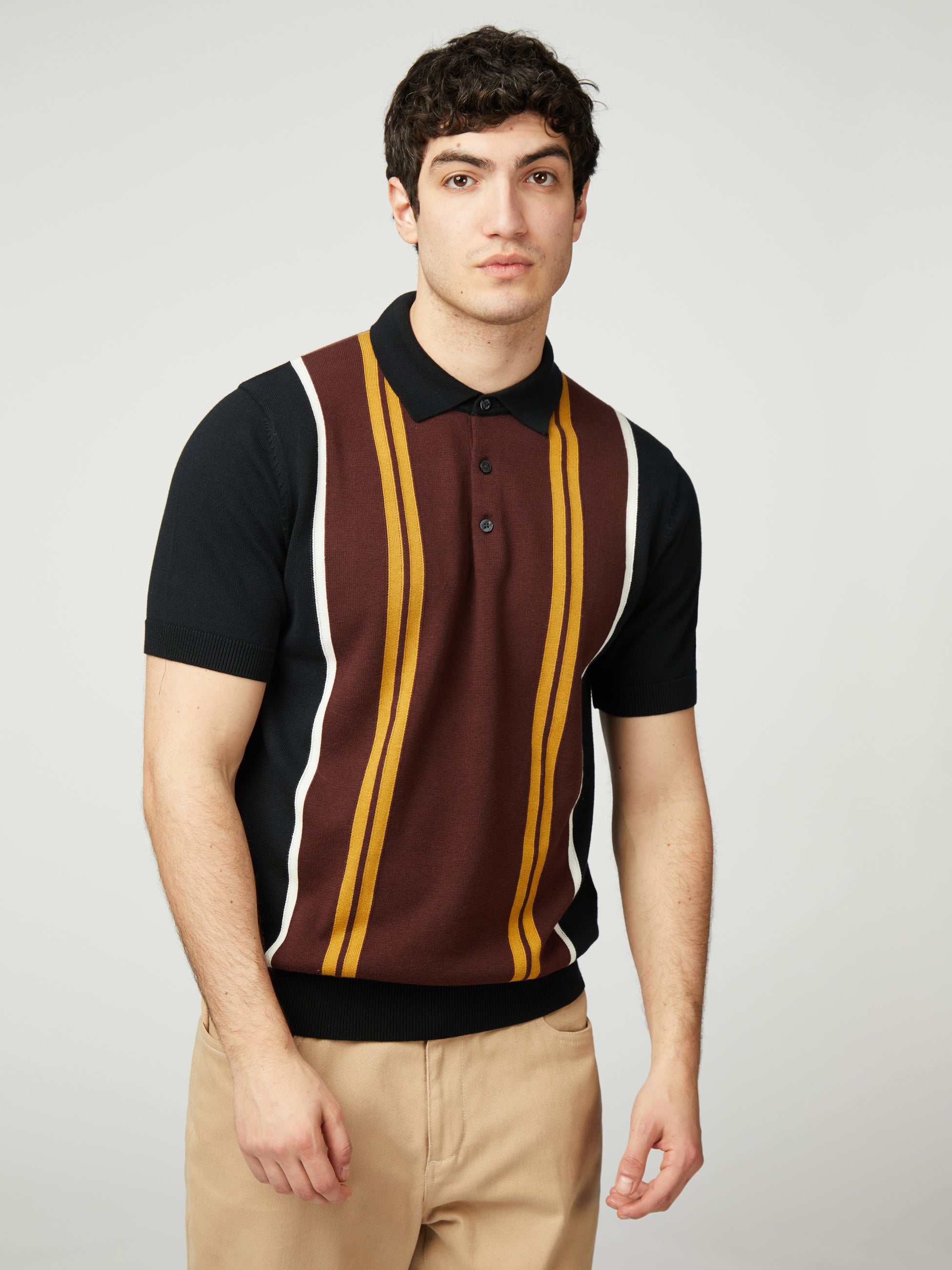 Vertical Stripe Polo - Black