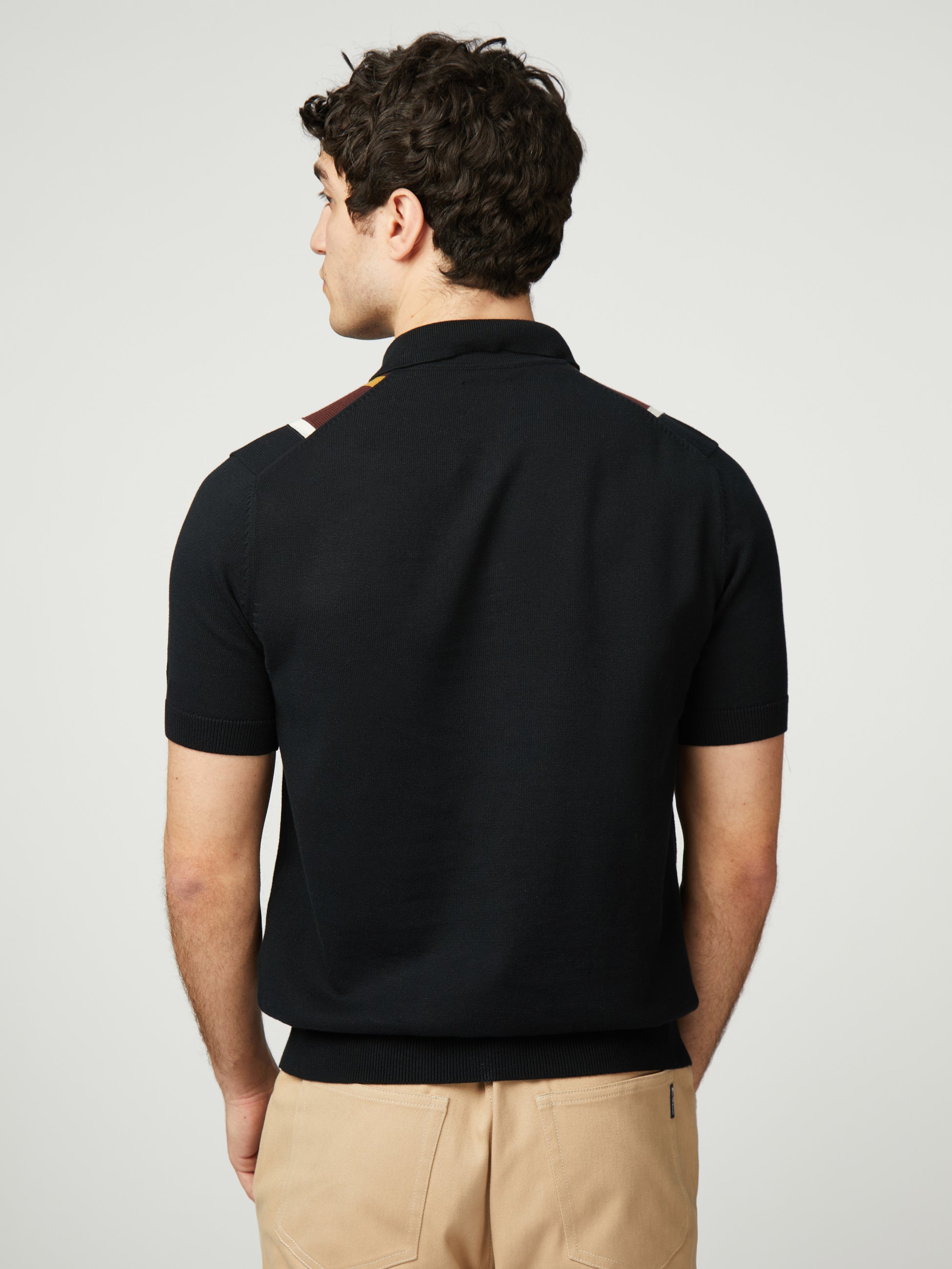 Vertical Stripe Polo - Black