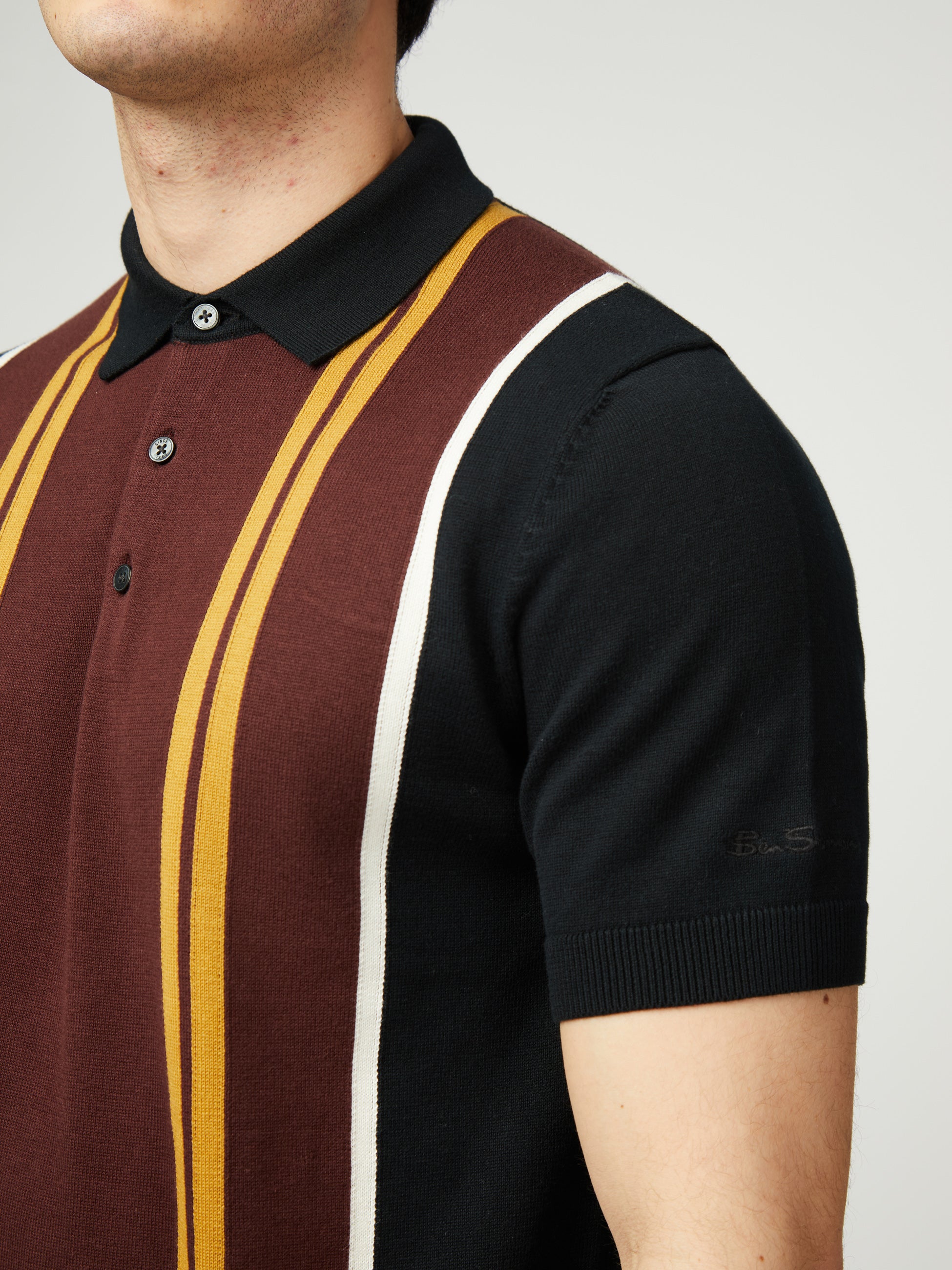 Vertical Stripe Polo - Black