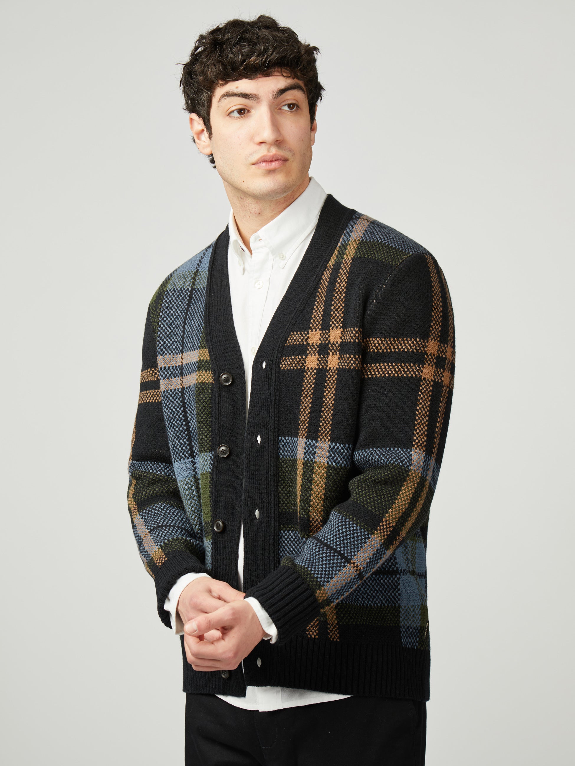 Tartan Cardigan - Black