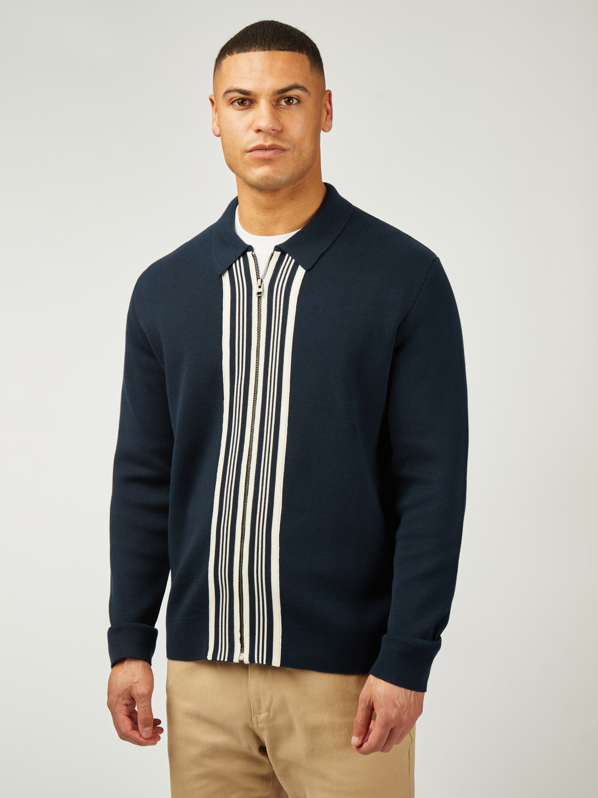 Textured Zip Through - Dark Navy