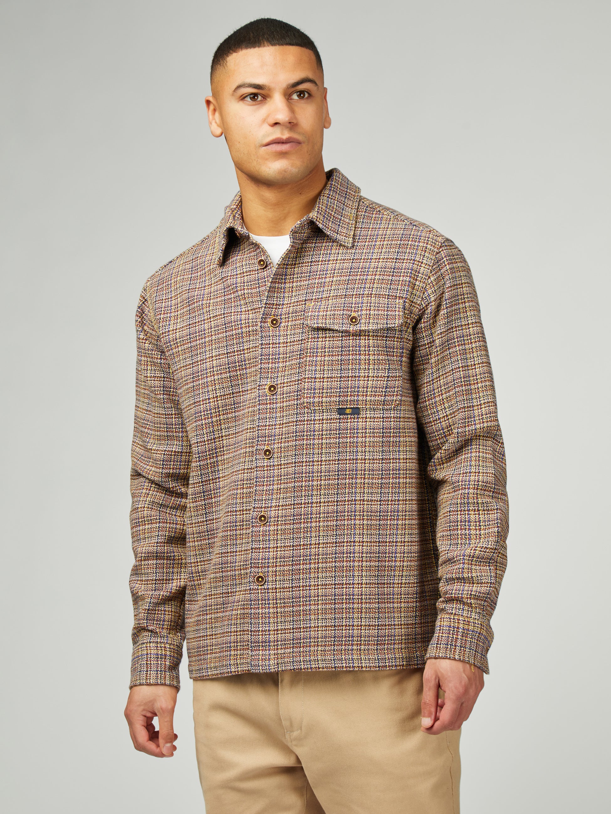 Diffused Plain Overshirt - Rust