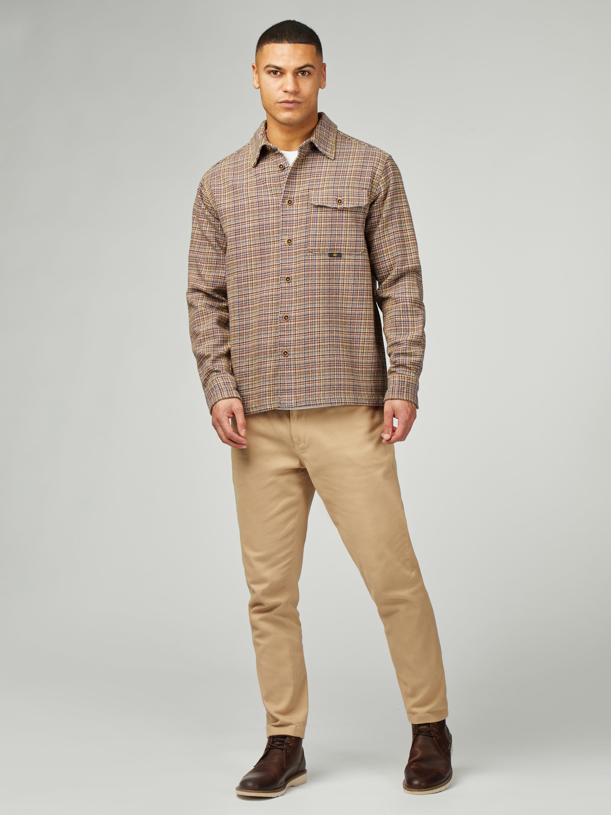 Diffused Plain Overshirt - Rust