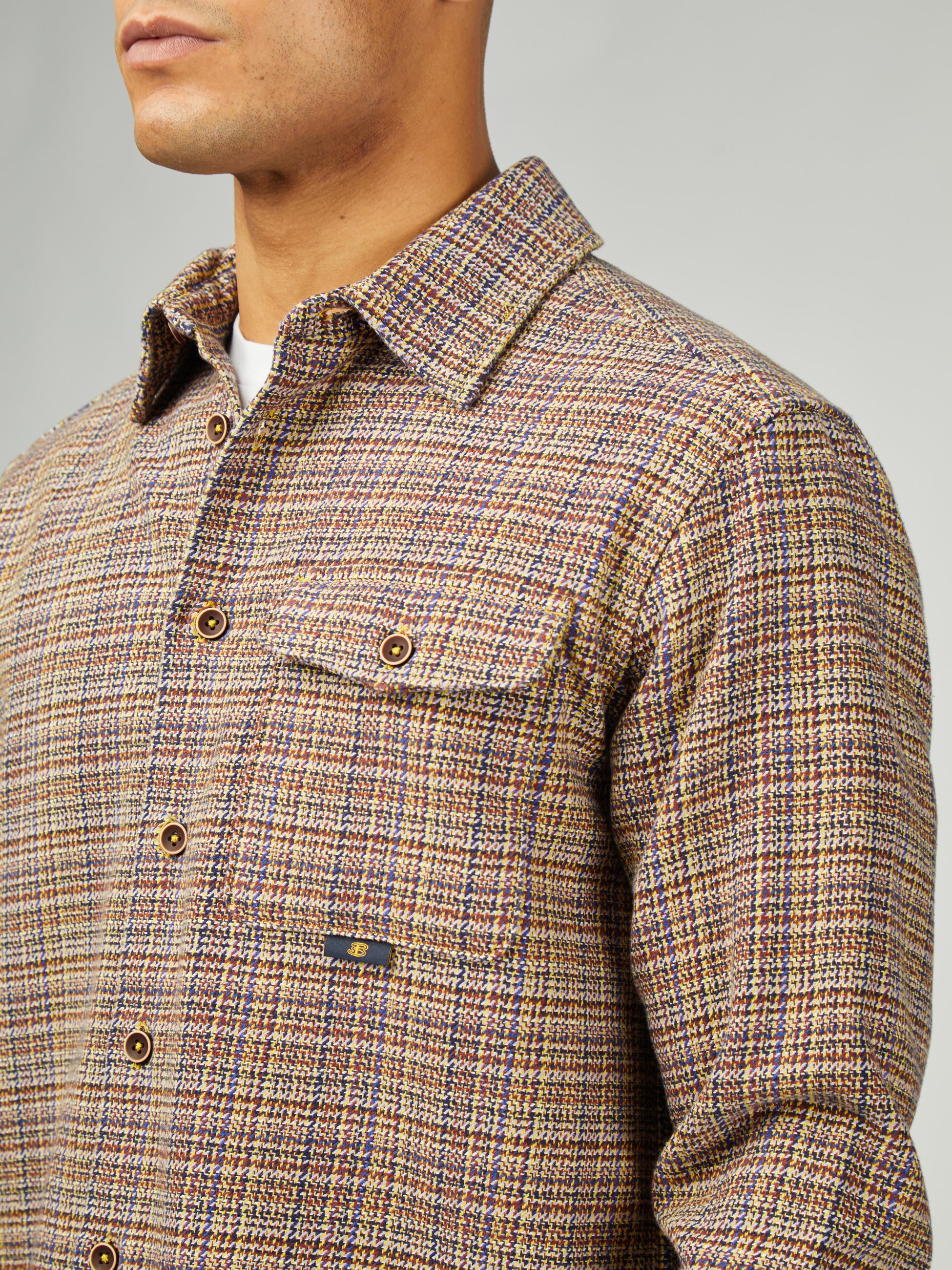 Diffused Plain Overshirt - Rust