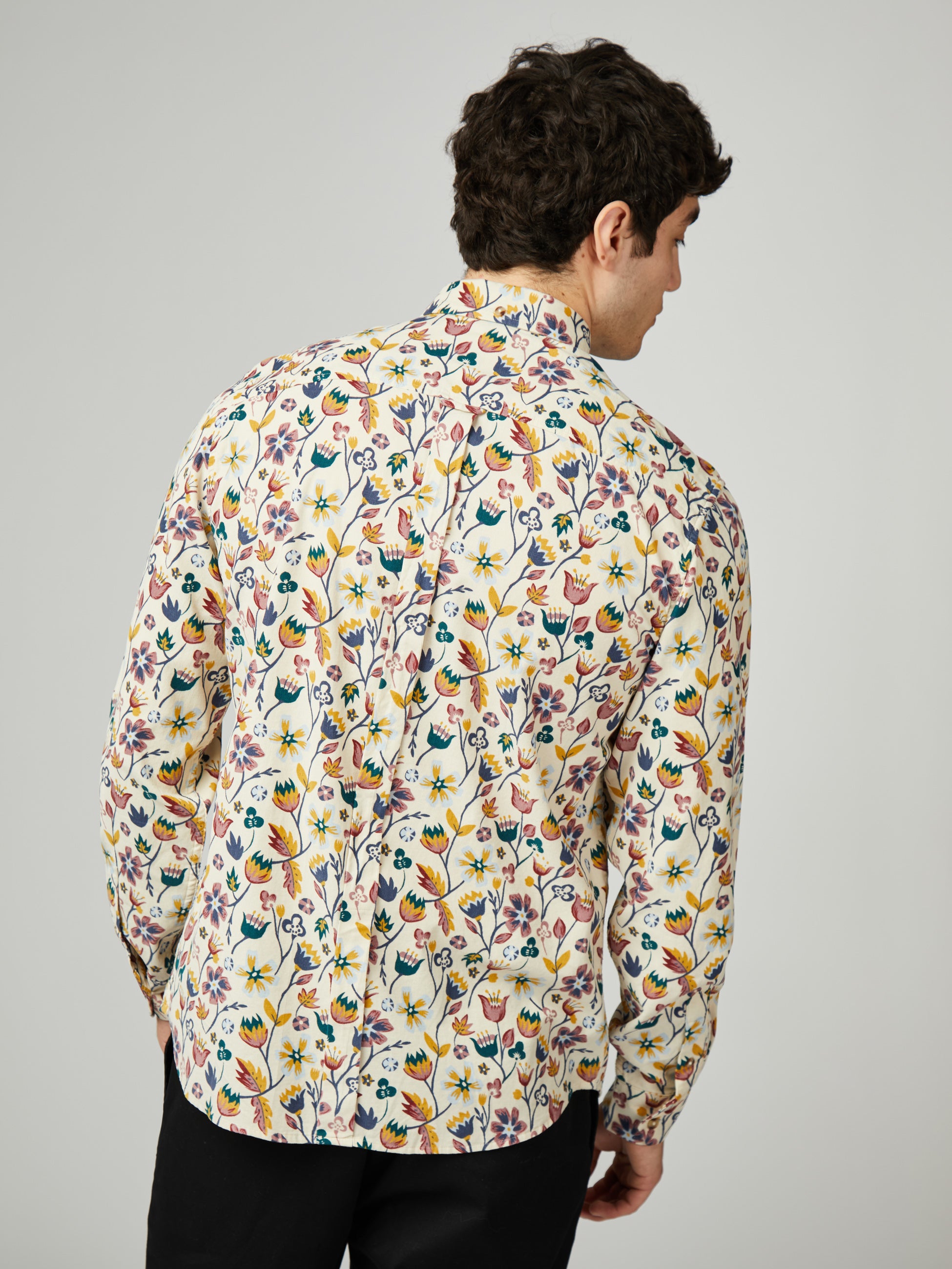 Floral Printed Cord - Fog