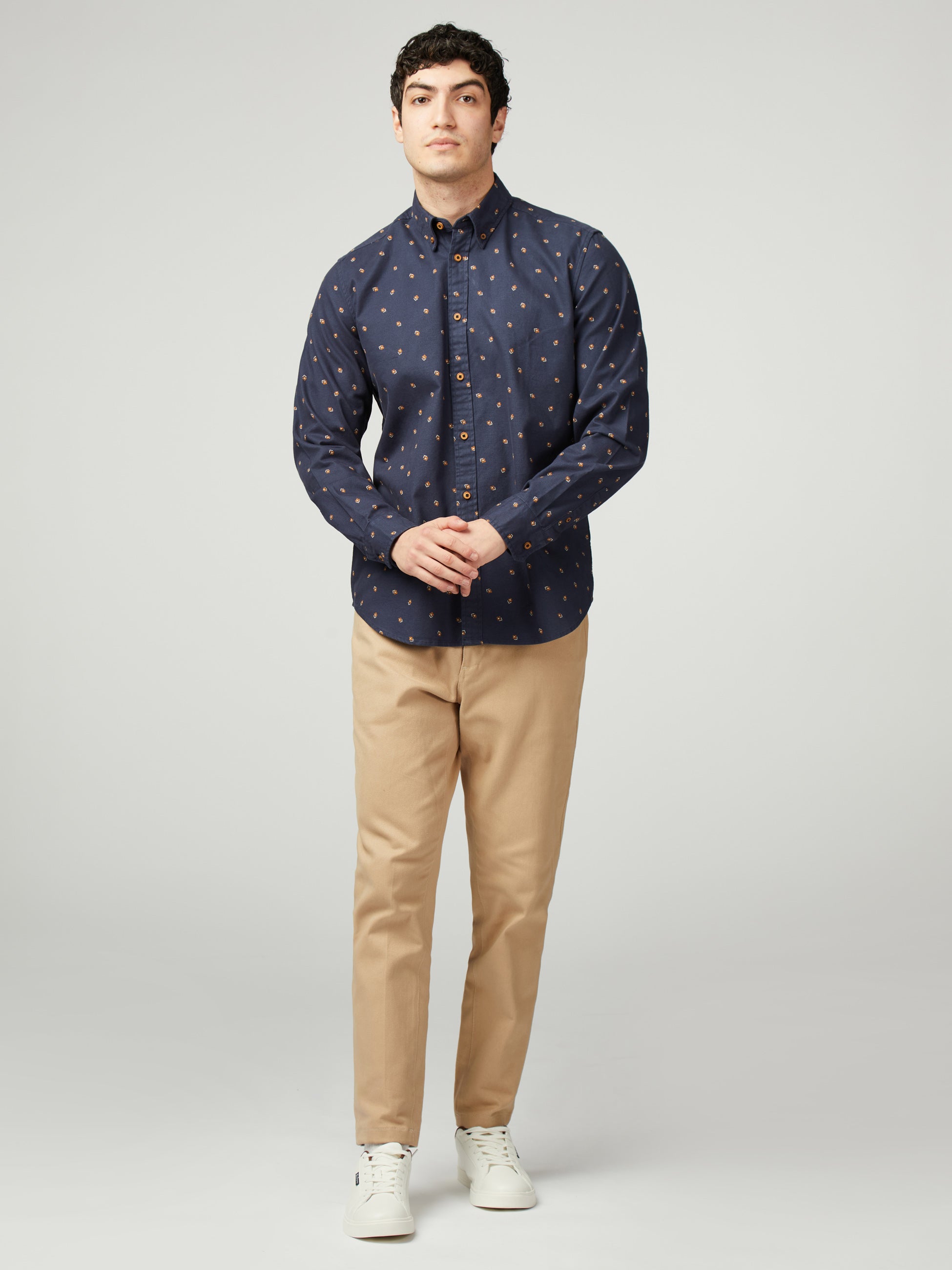 Scattered Geo Print Brushed Twill - Mood Indigo