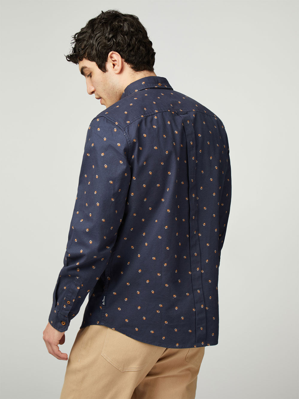 Scattered Geo Print Brushed Twill - Mood Indigo