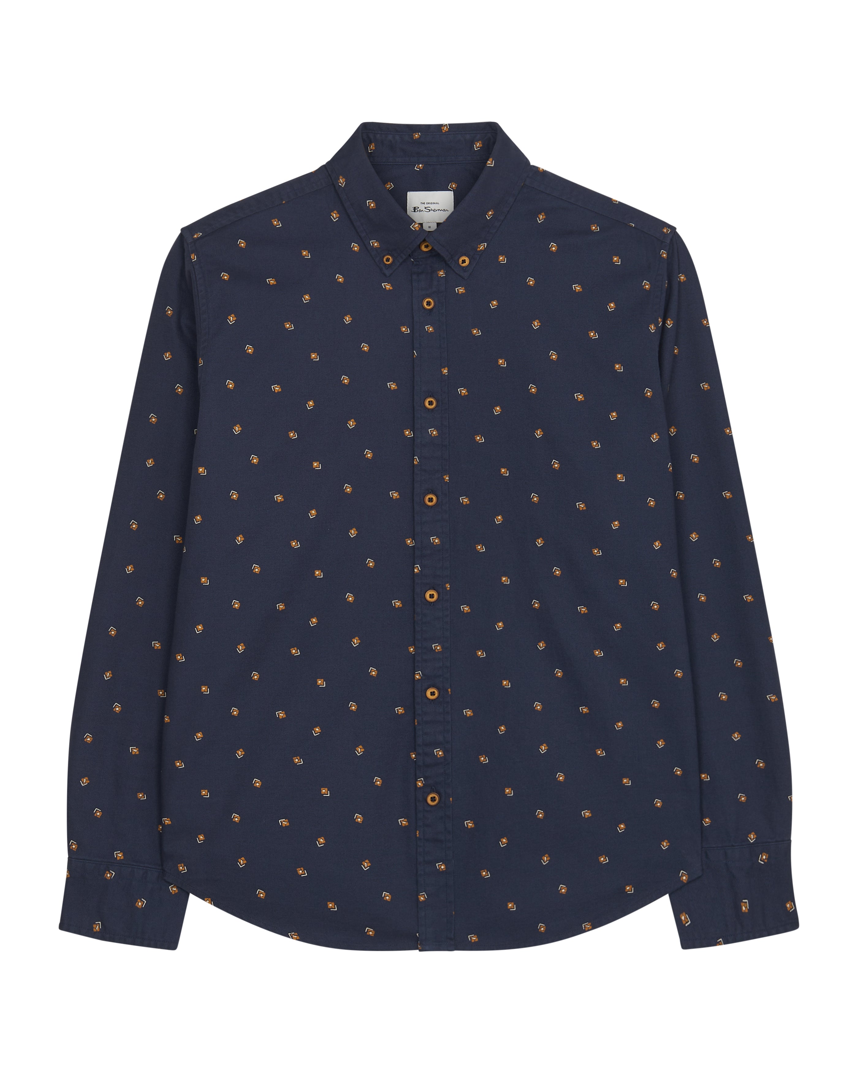 Scattered Geo Print Brushed Twill - Mood Indigo