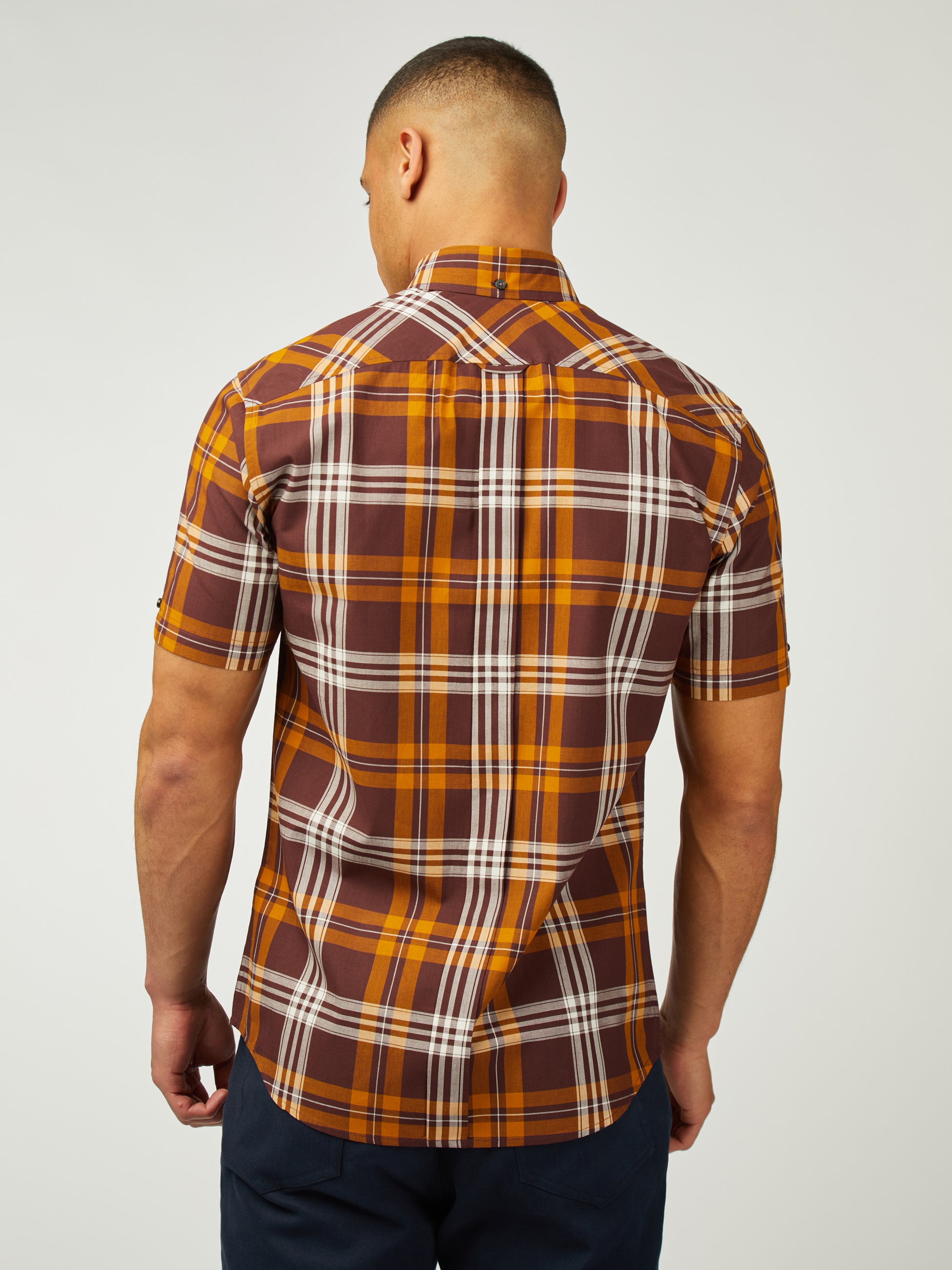 Block Check Short Sleeve - Wine