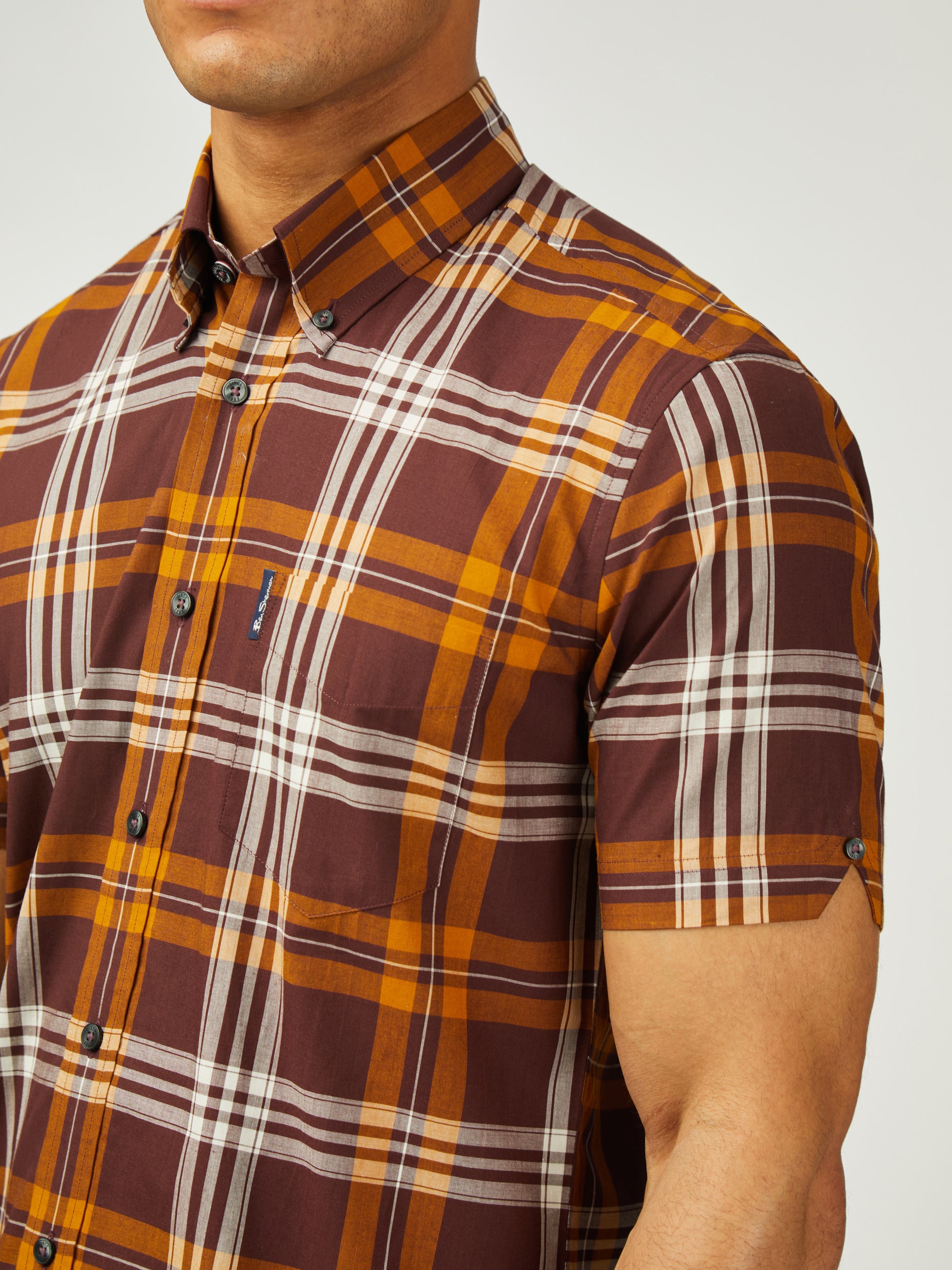 Block Check Short Sleeve - Wine