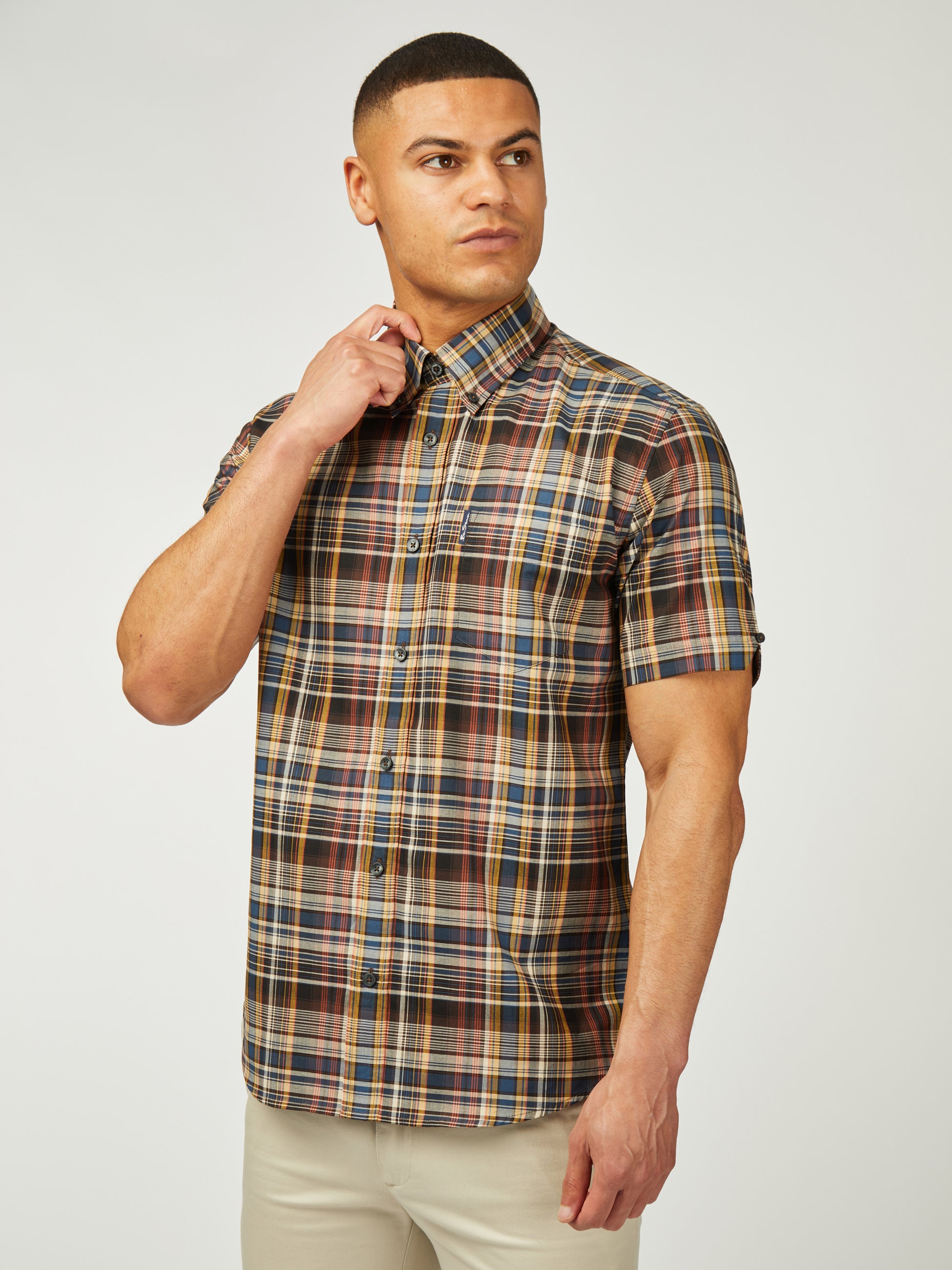 Gradient Check Short Sleeve - Sea