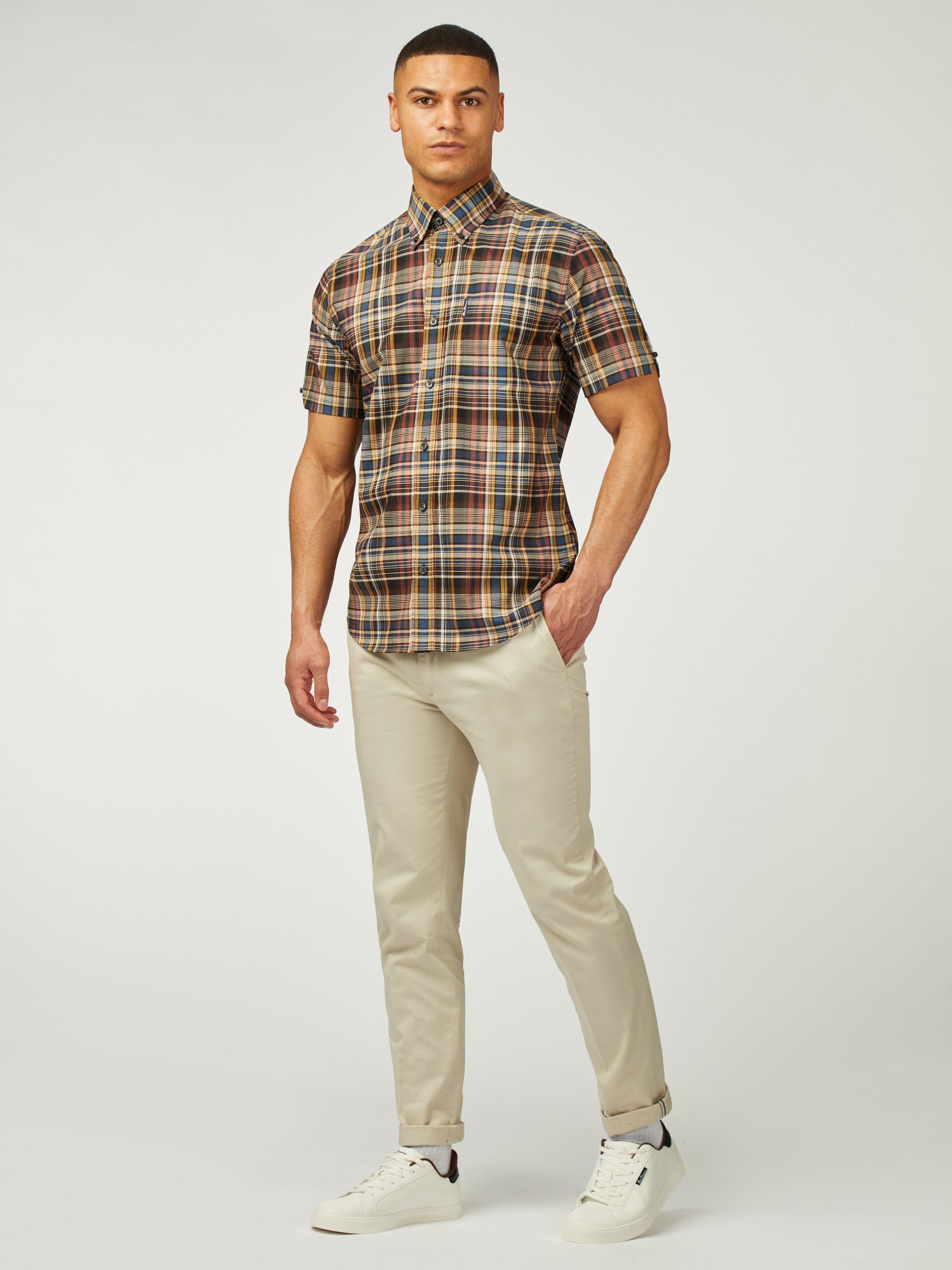 Gradient Check Short Sleeve - Sea