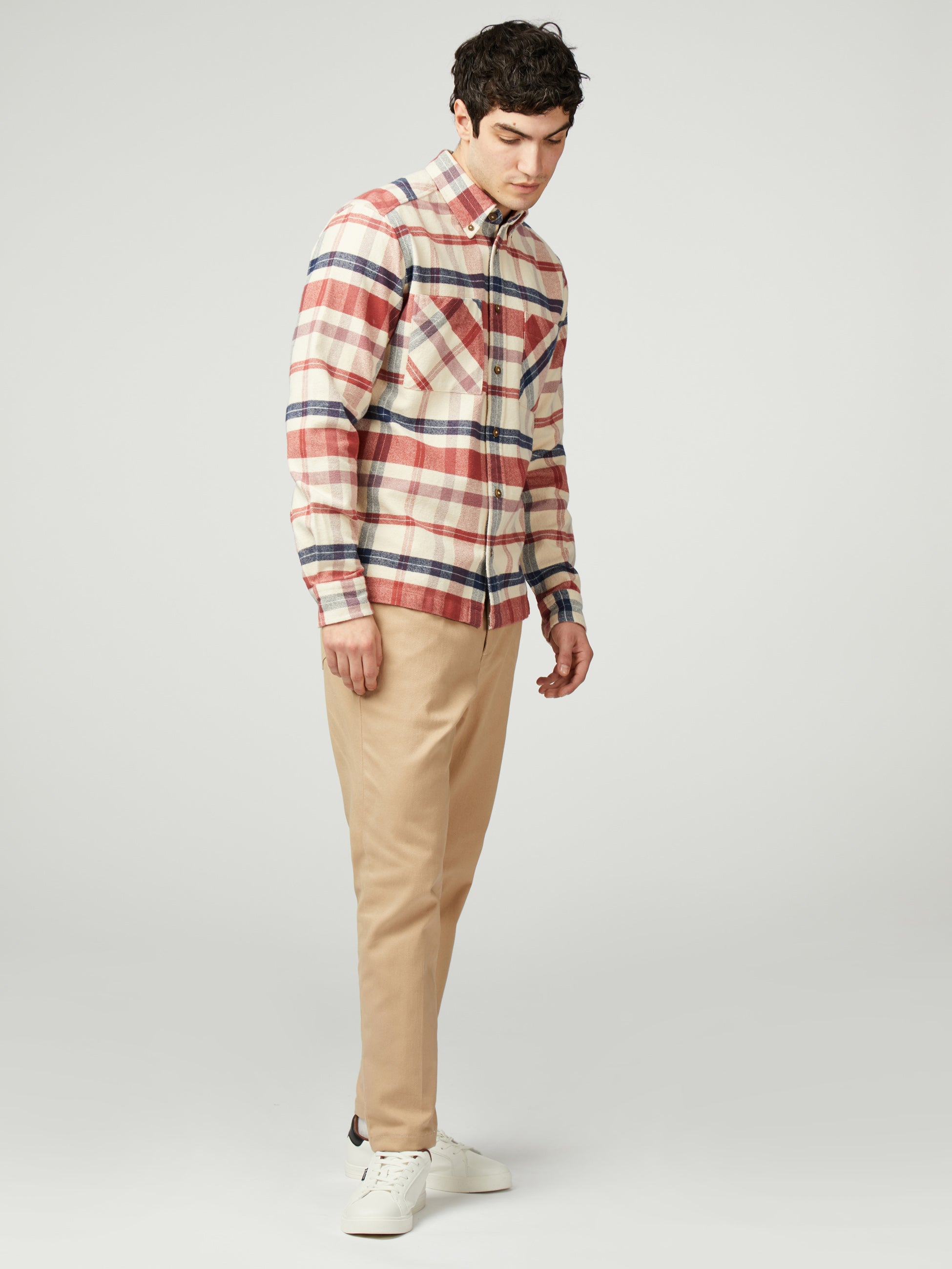 Brushed Ivy Check Overshirt - Cream