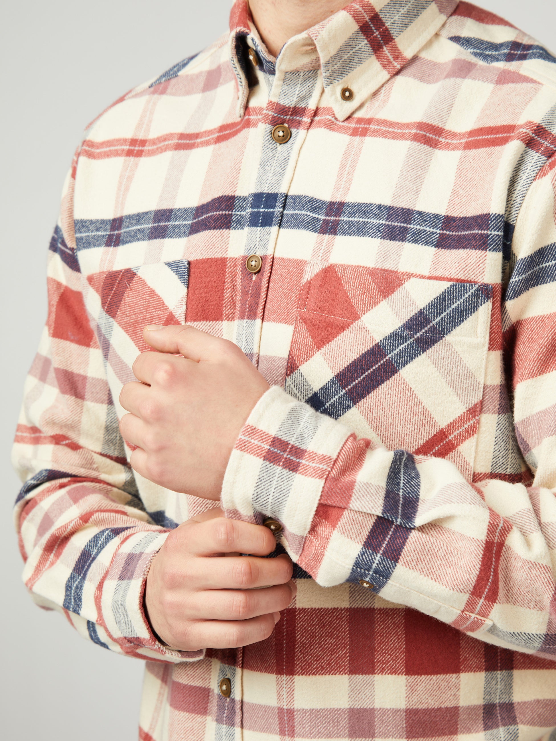 Brushed Ivy Check Overshirt - Cream