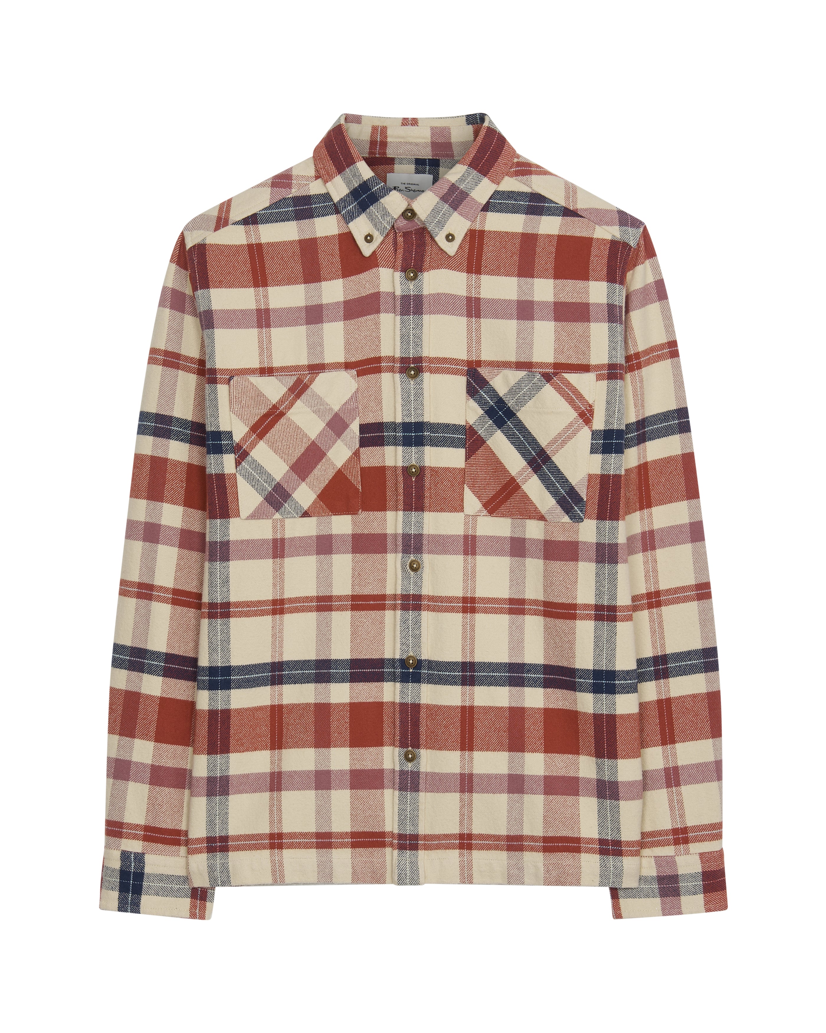 Brushed Ivy Check Overshirt - Cream