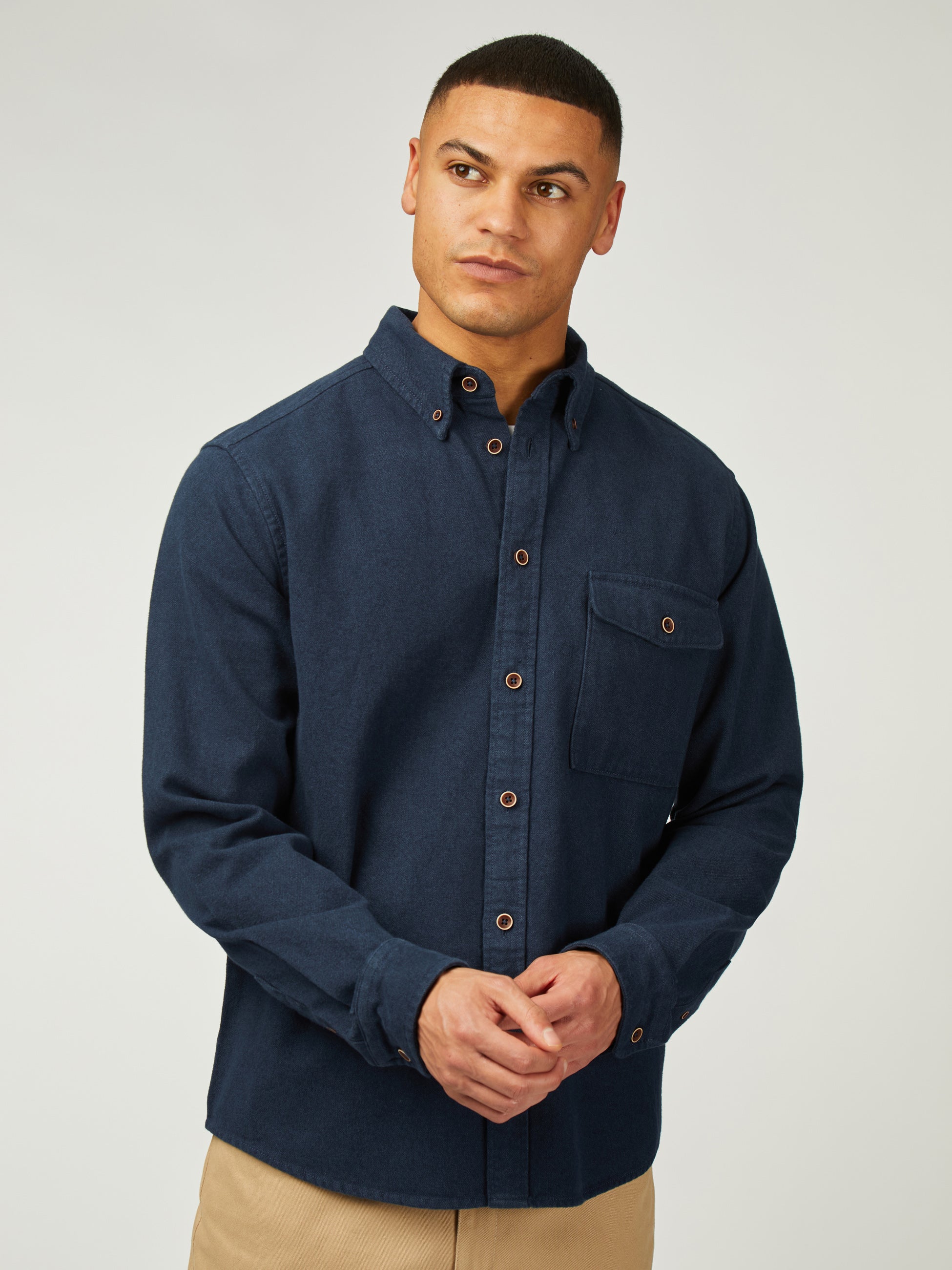 Brushed Overshirt - Dark navy