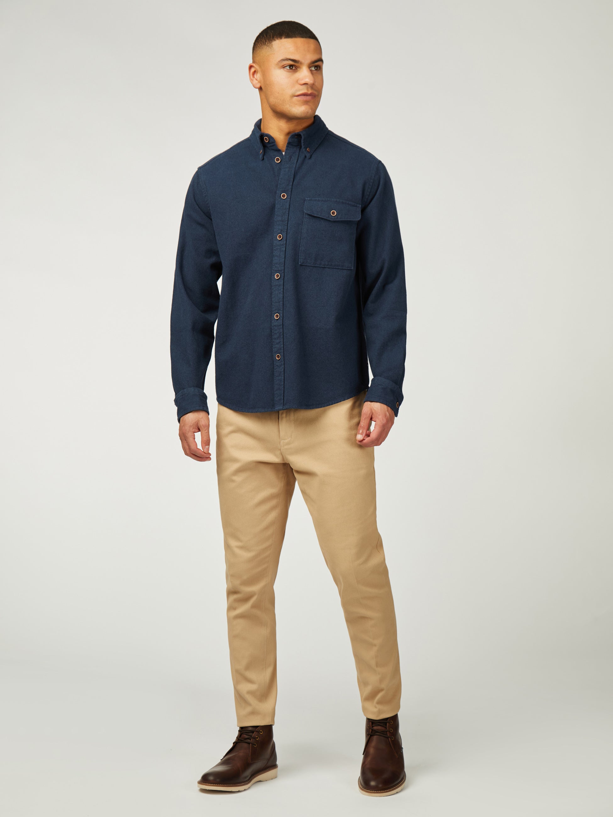 Brushed Overshirt - Dark navy