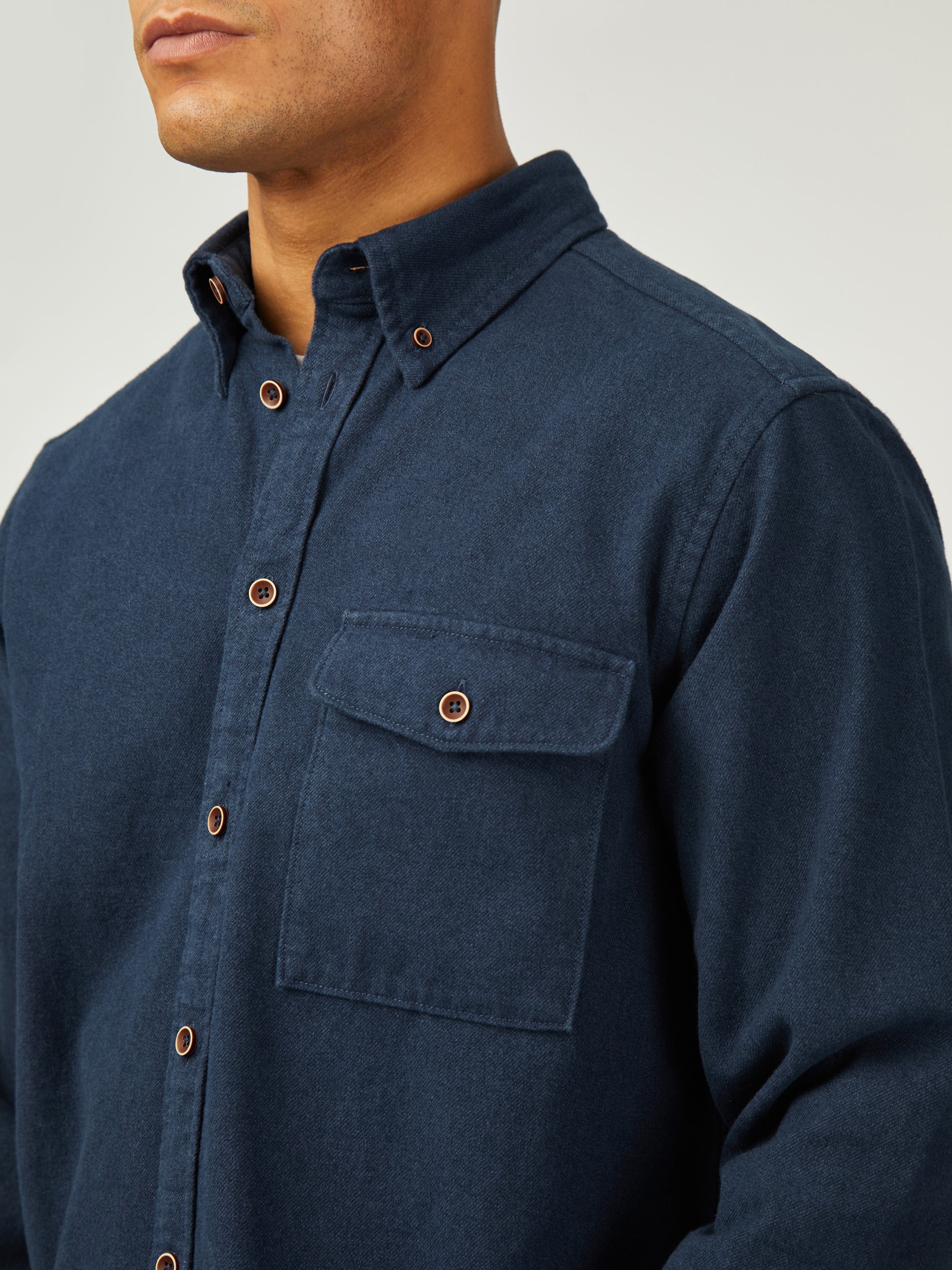 Brushed Overshirt - Dark navy