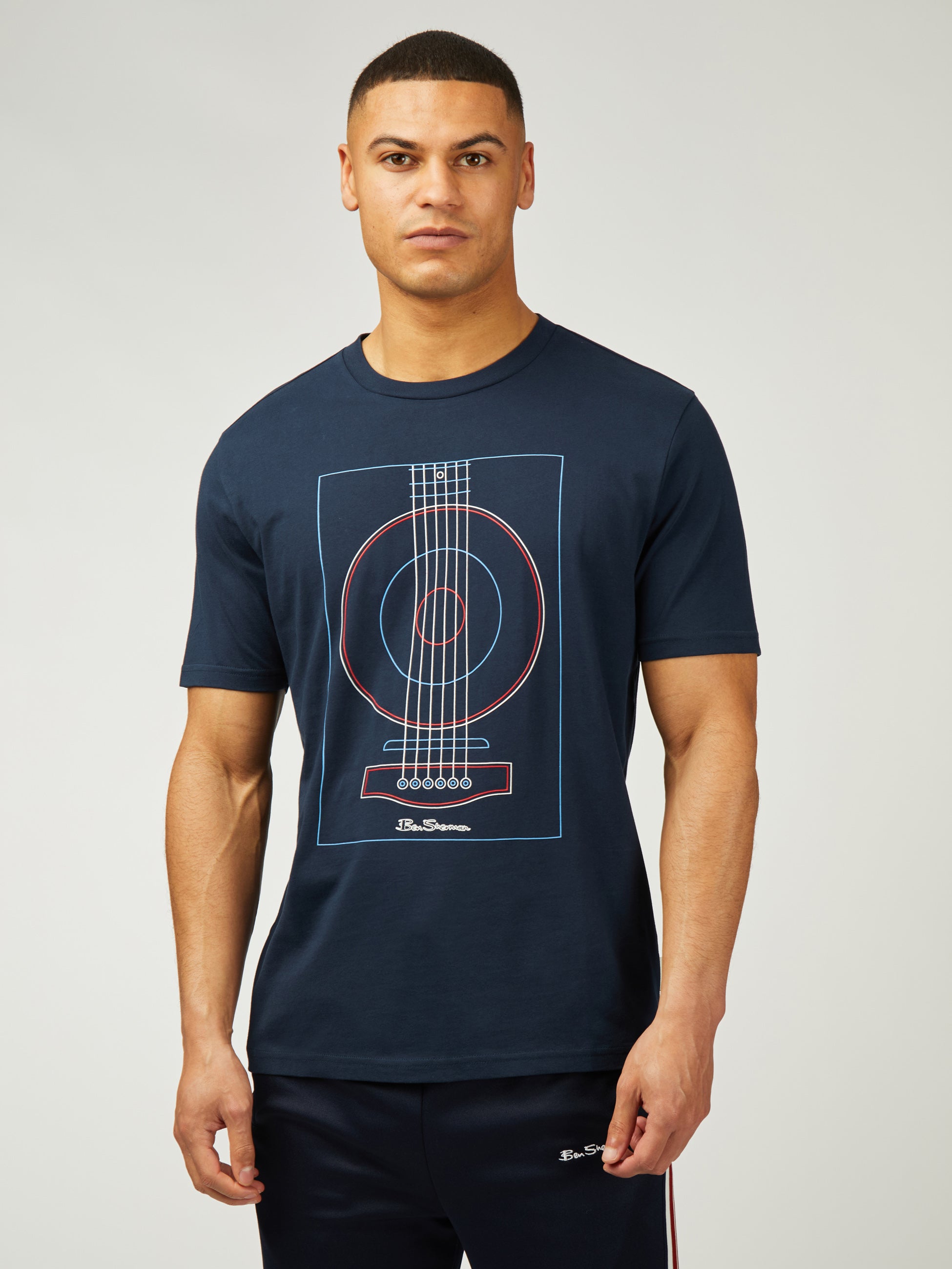 Linear Guitar Print - Dark Navy