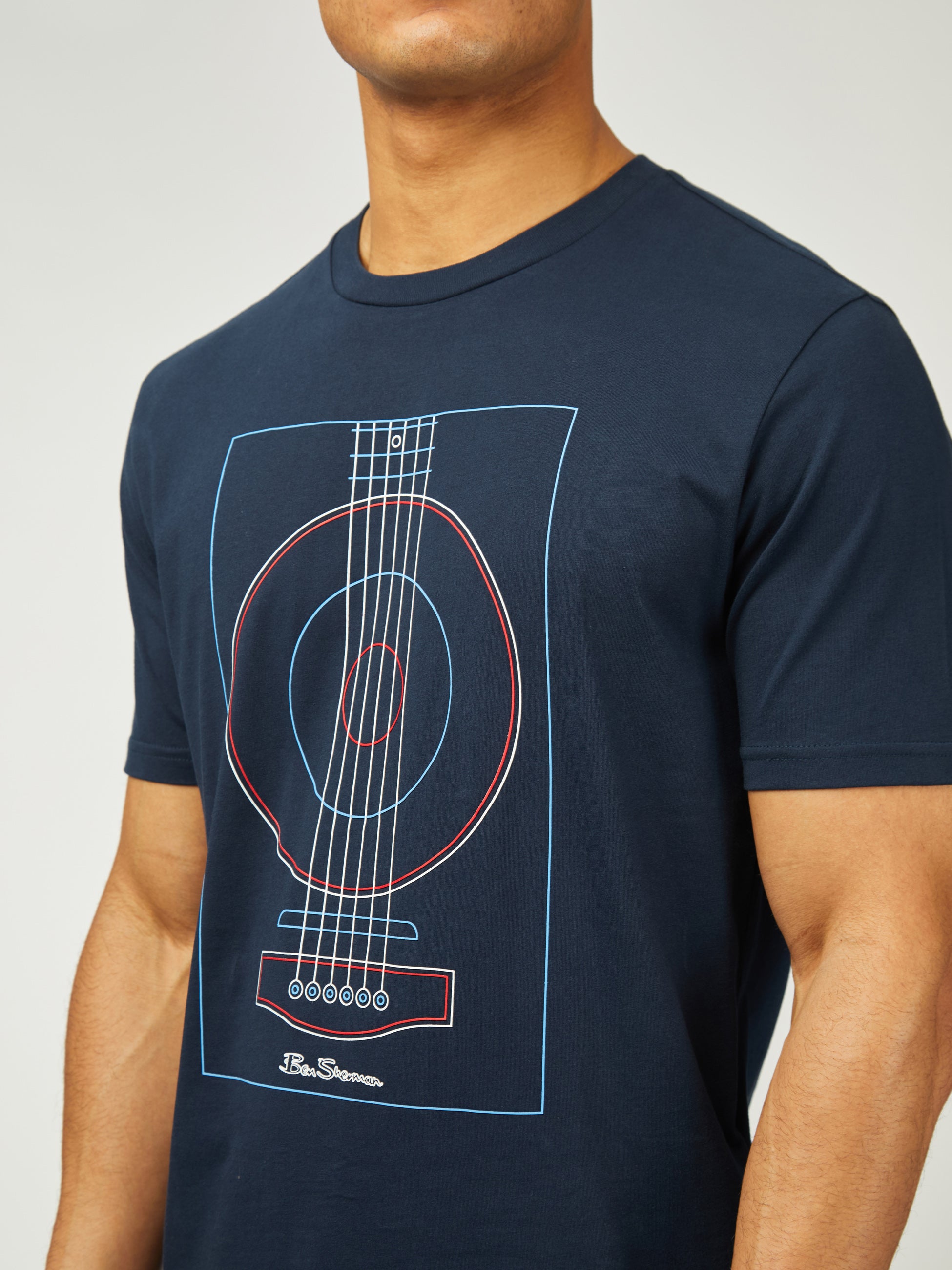 Linear Guitar Print - Dark Navy