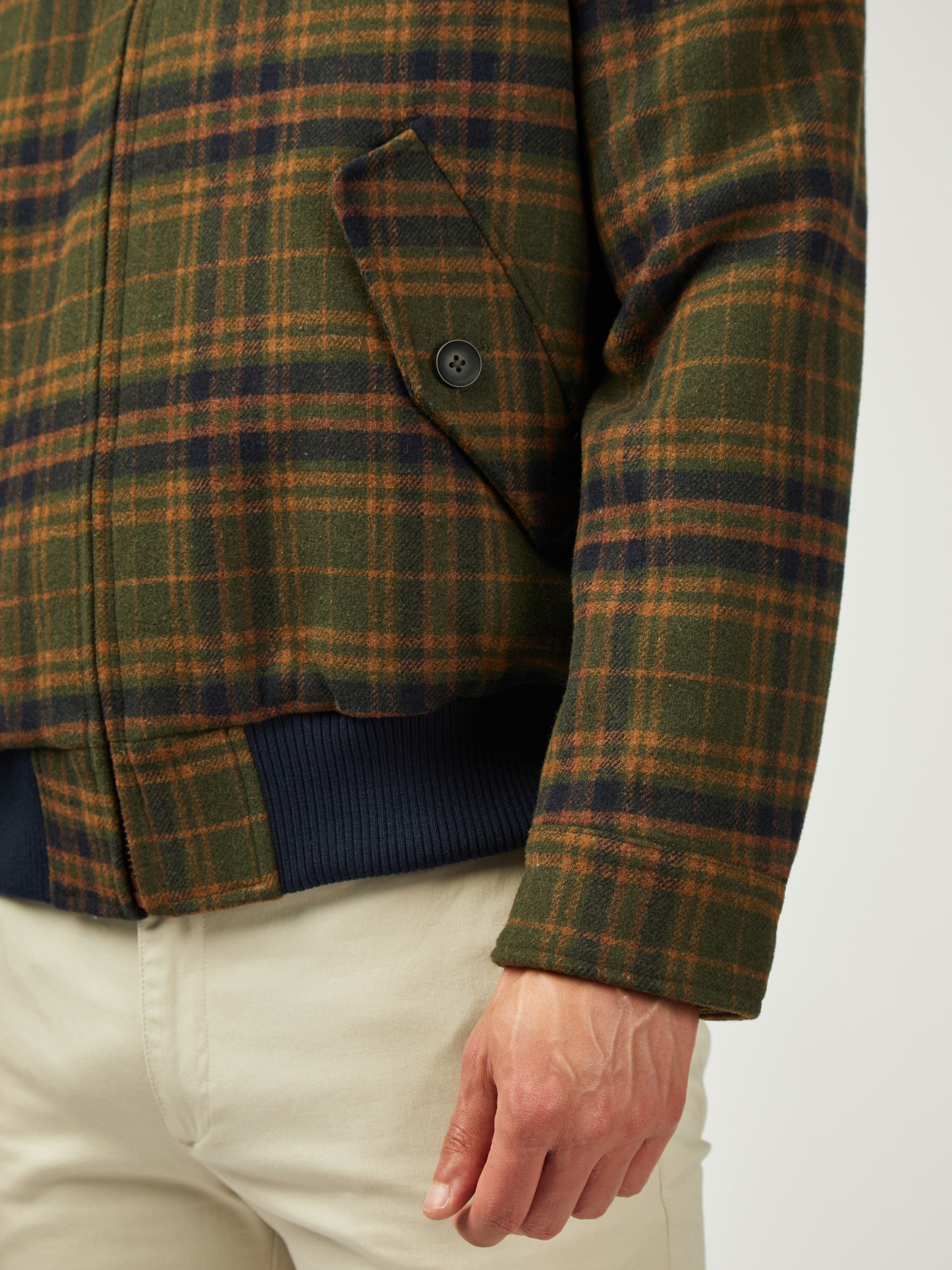 Wool Check Harrington - Dark Green