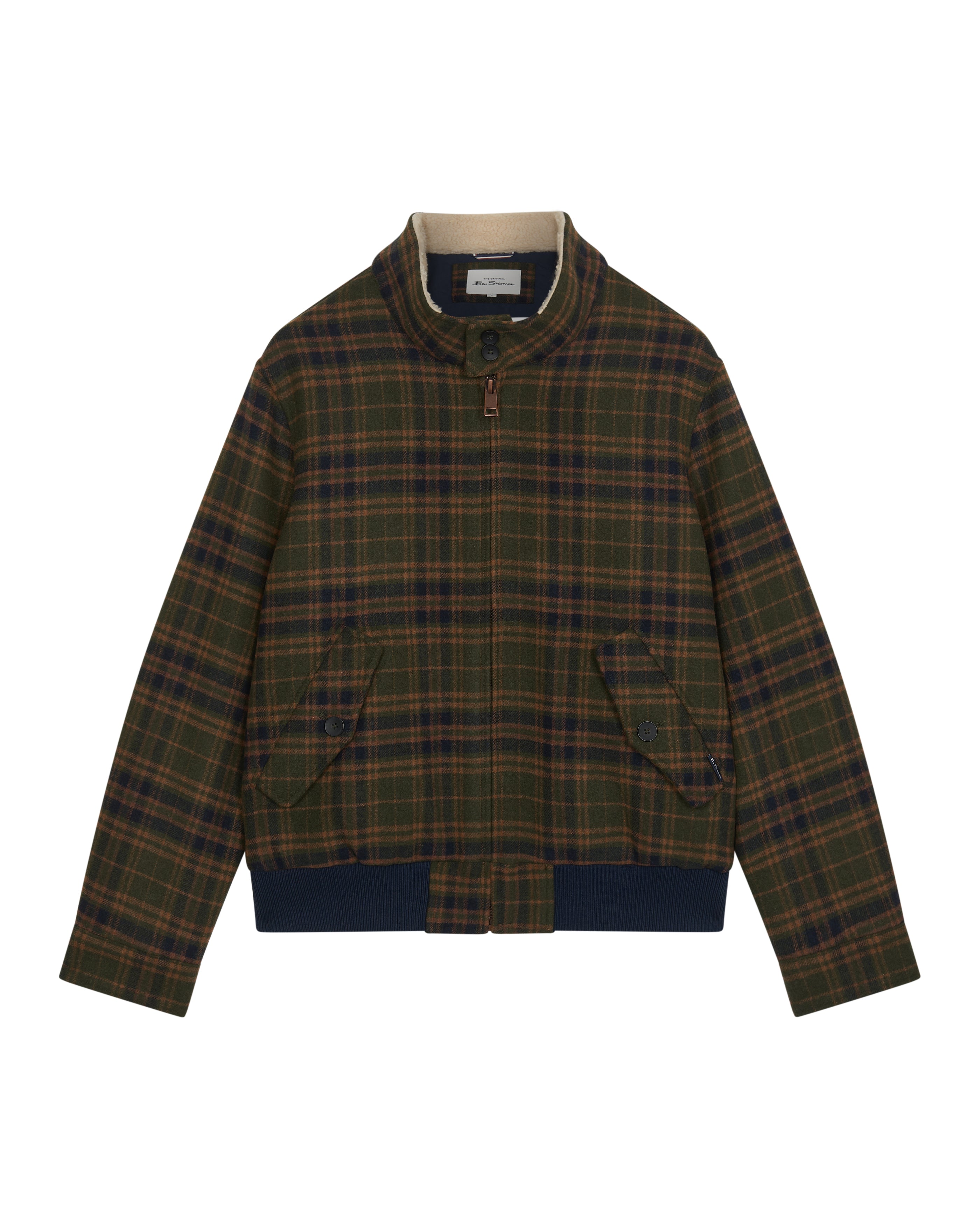 Wool Check Harrington - Dark Green