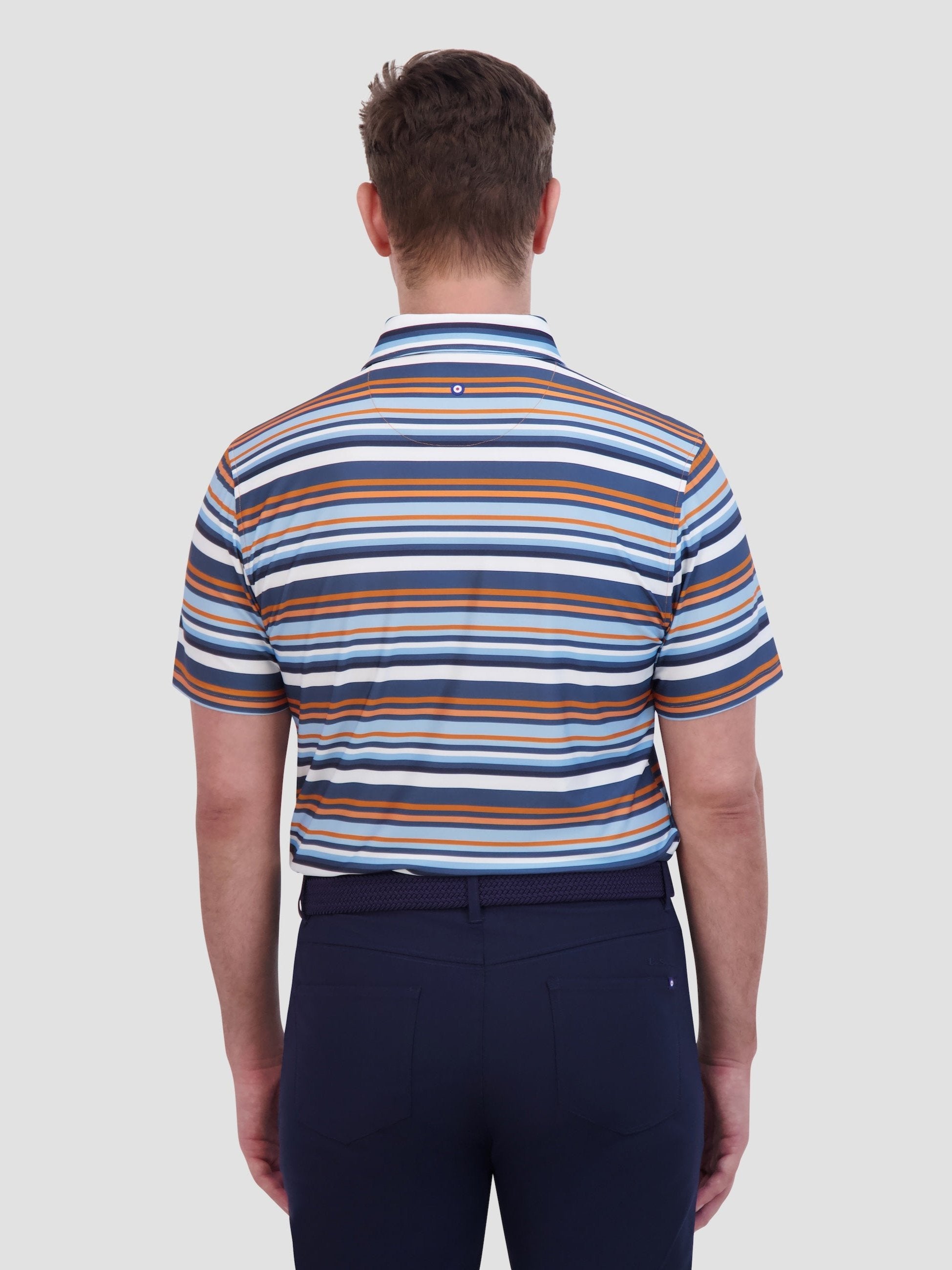 Multi Stripe Tech Jersey Sports Fit Polo - Amber