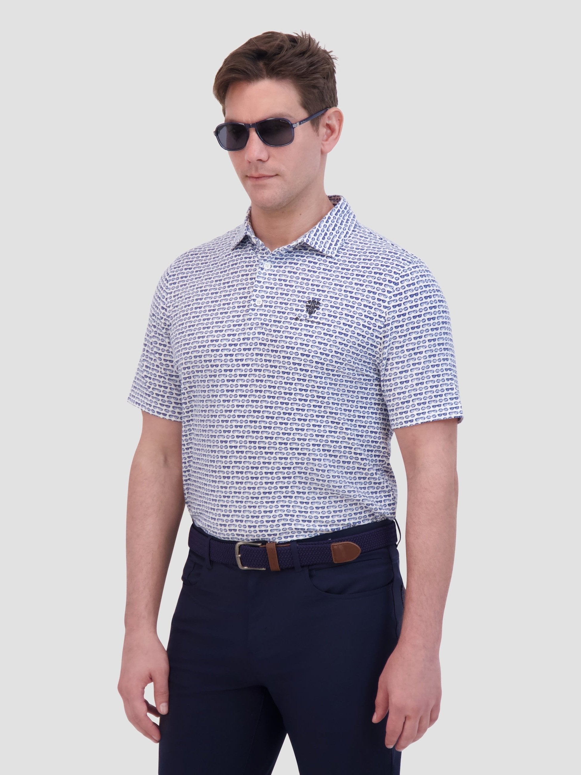 Shades Tech Terry Sports Fit Polo - Light Blue