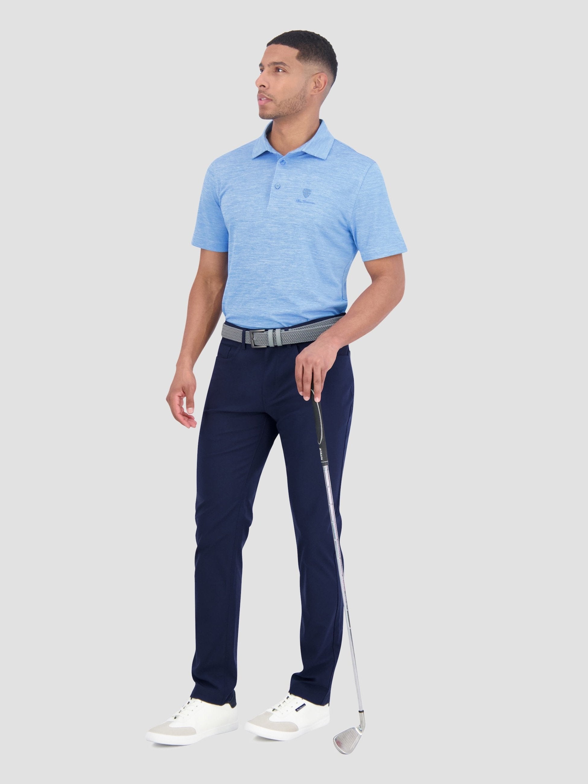 Yarn Dye Heather Tech Jersey Polo - Azure