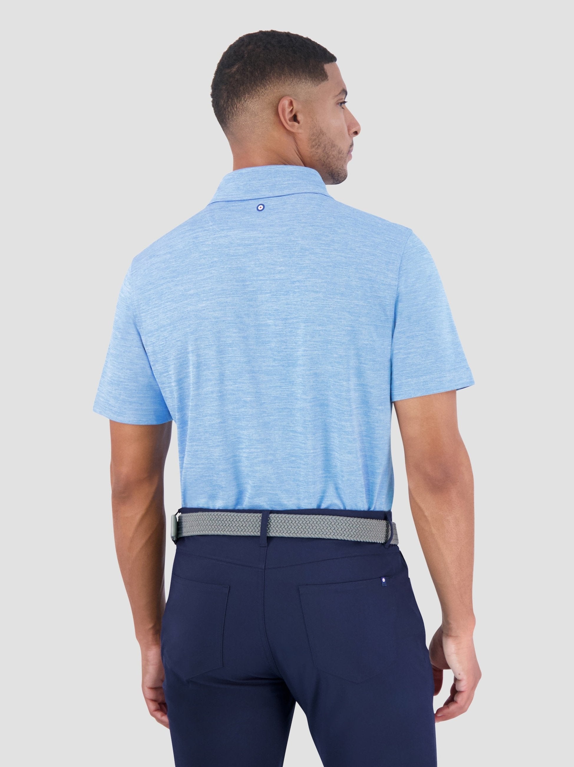 Yarn Dye Heather Tech Jersey Polo - Azure