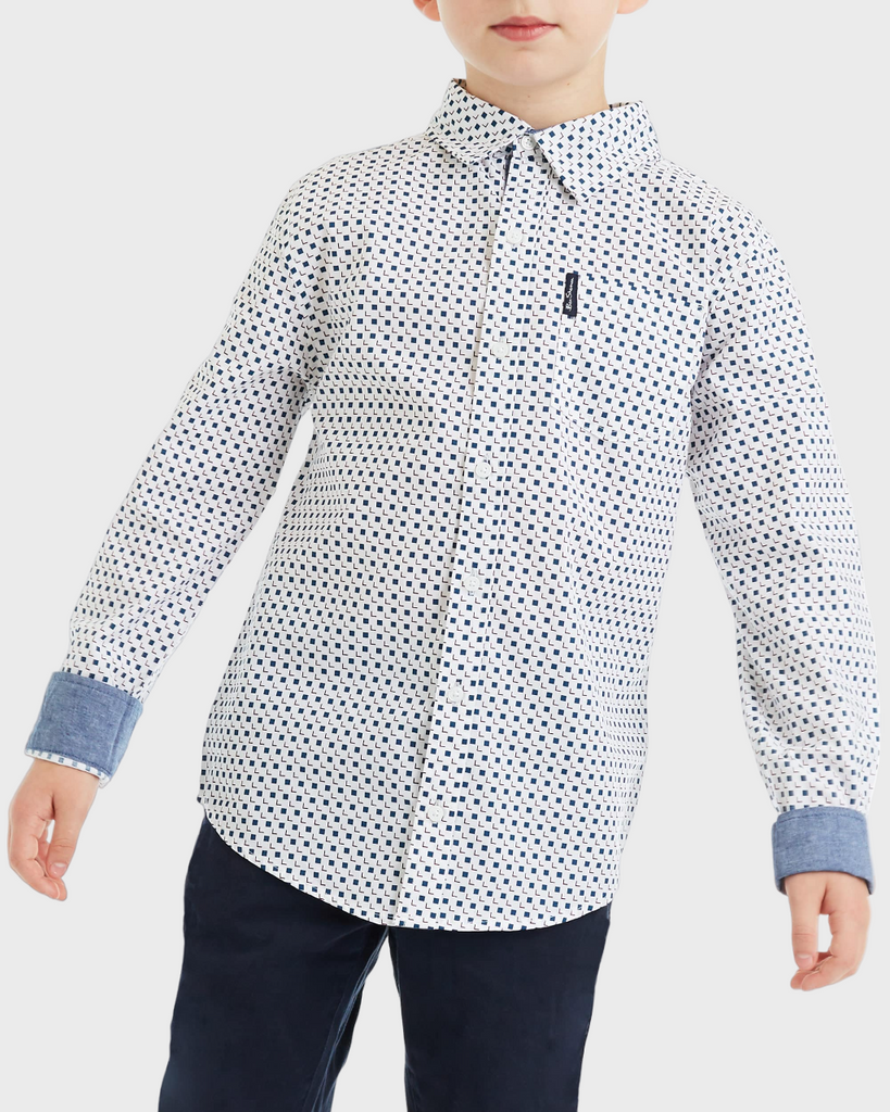 Boys Square Print Button-Down Shirt (Sizes 8-18) - Ben Sherman